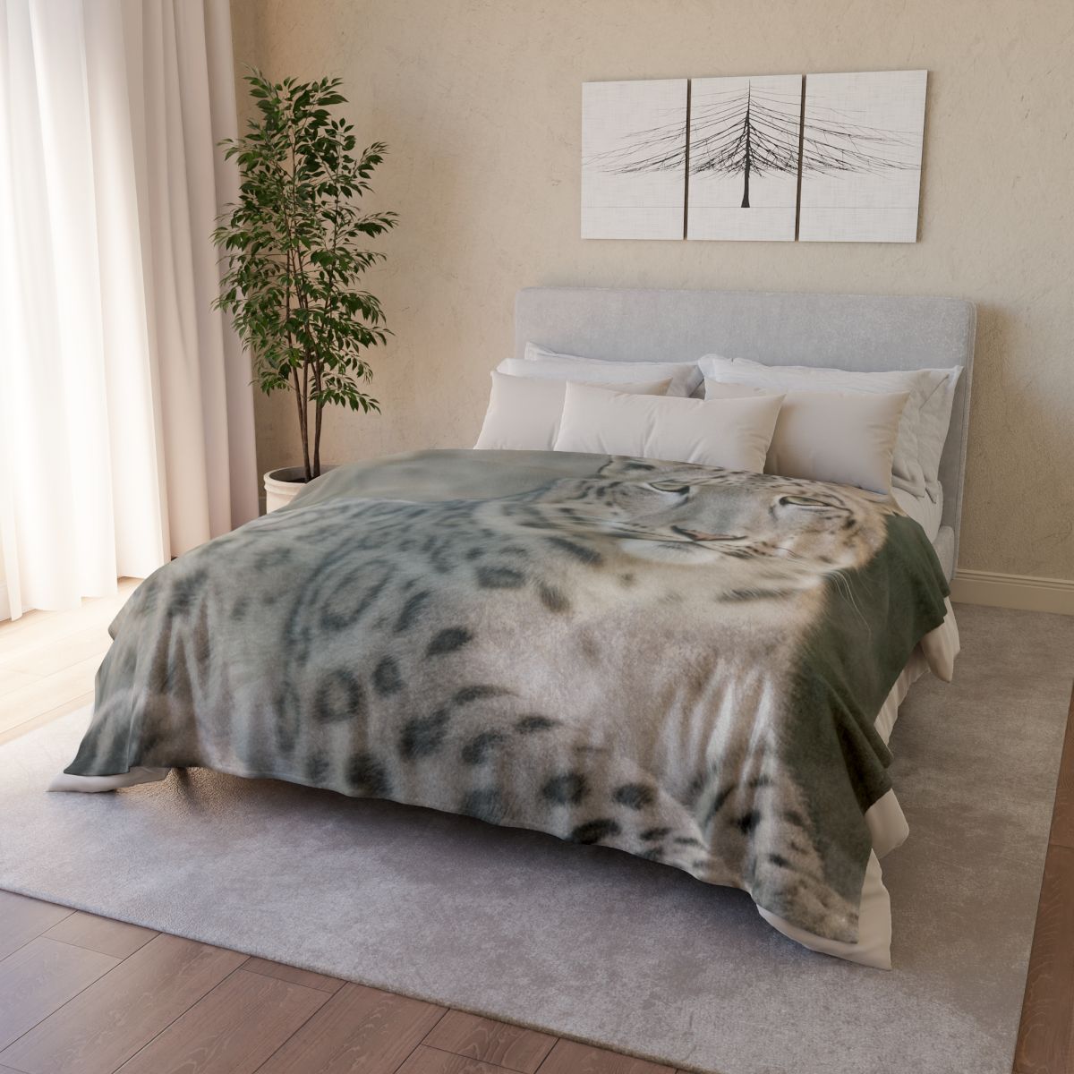 Hidden Realm Snow Leopard soft fleece blankets