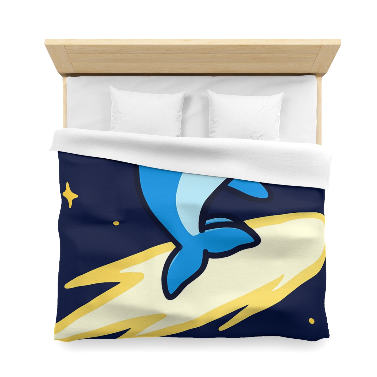 Cosmic Dolphin Comet Ride designer printed duvets
