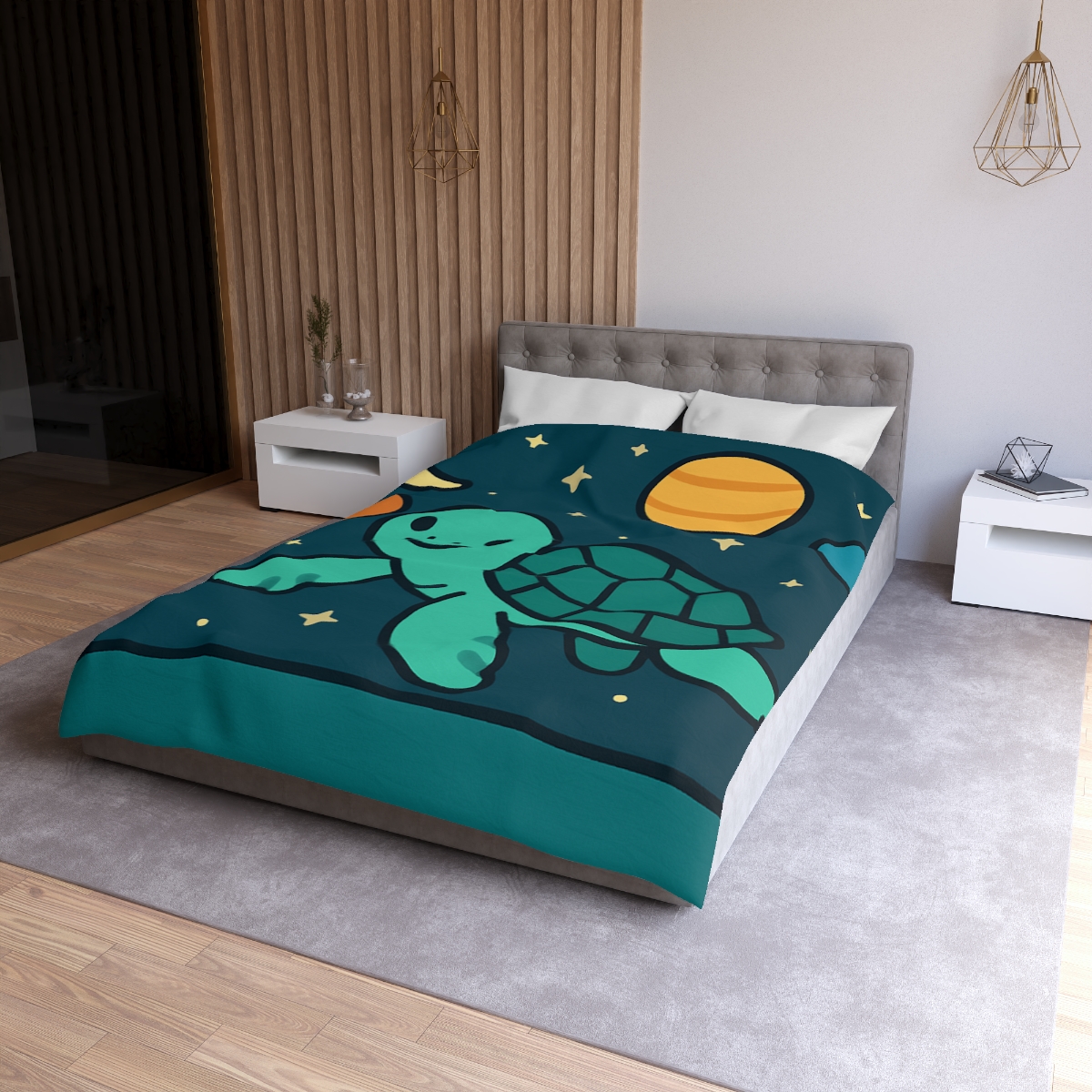 Starlit Space Turtle personalized bedding duvets