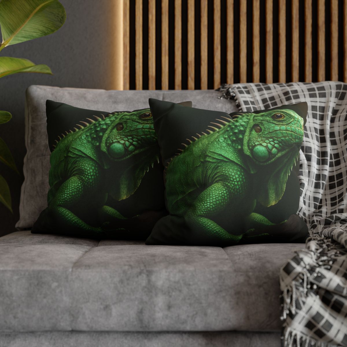 Mirror Glide Green Iguana comfortable bedding pillow covers