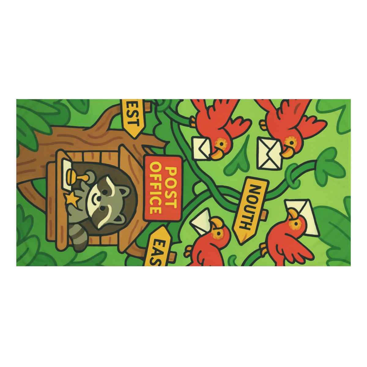 Jungle Planet Post Office With Parrot Messengers soft cotton towels