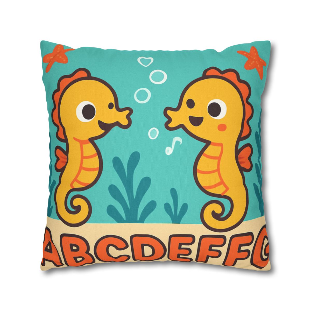 Underwater Alphabet Reef With Singing Seahorses personalized pillow covers