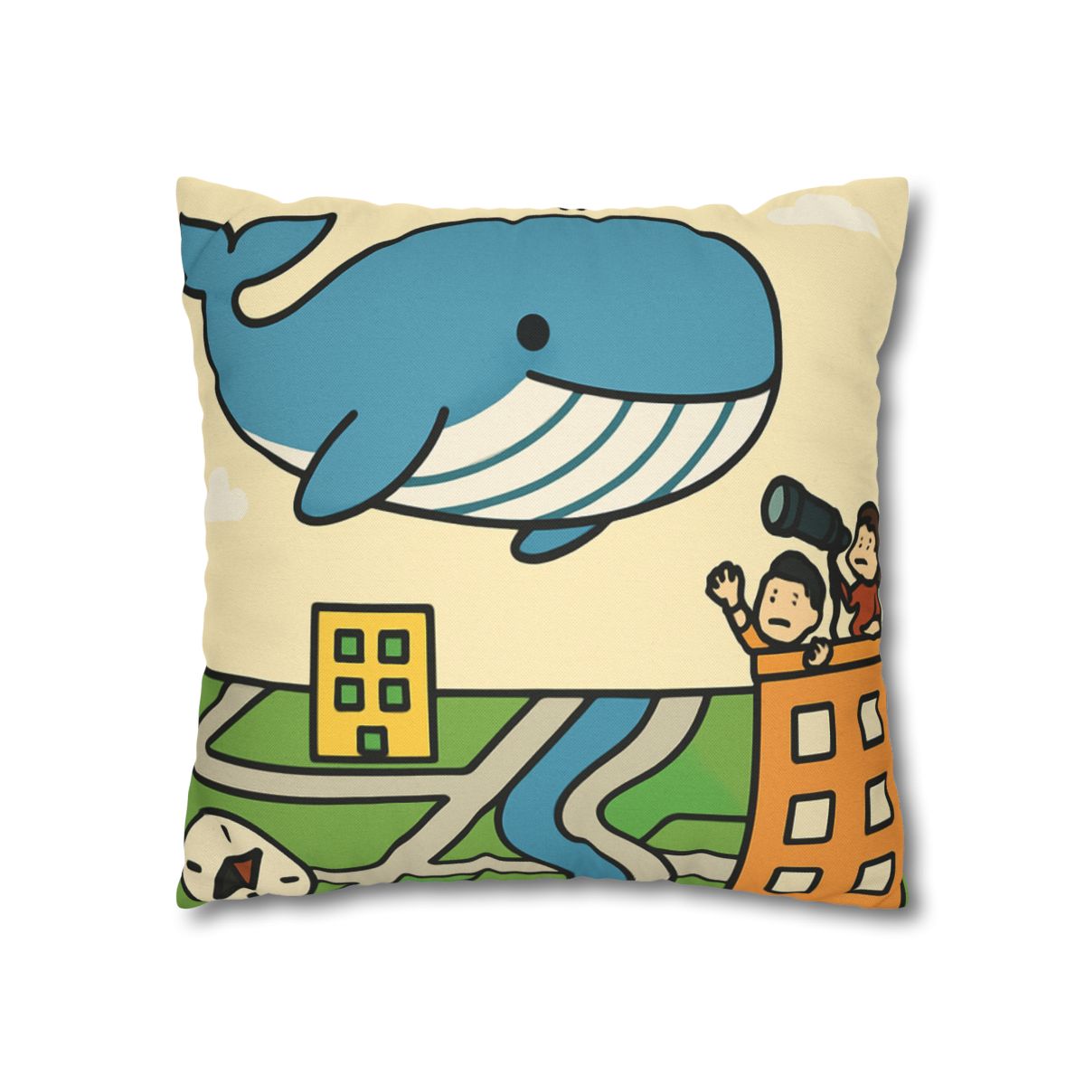Sky Whale Over The Map City custom pillow cases