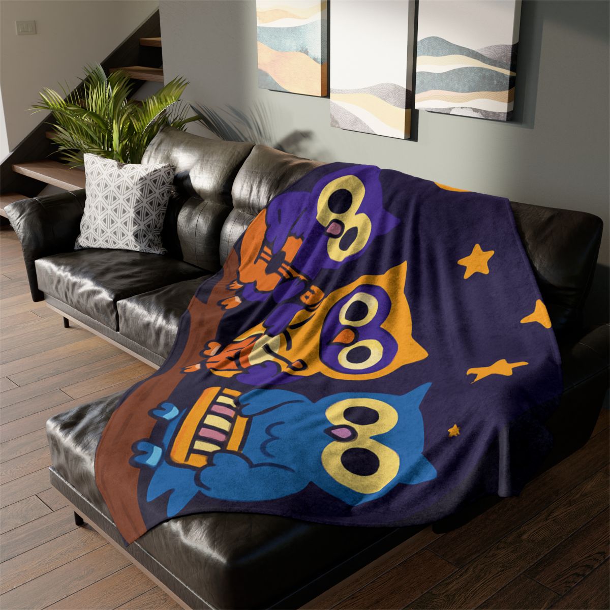 Star Song Owl Band stylish throw blankets