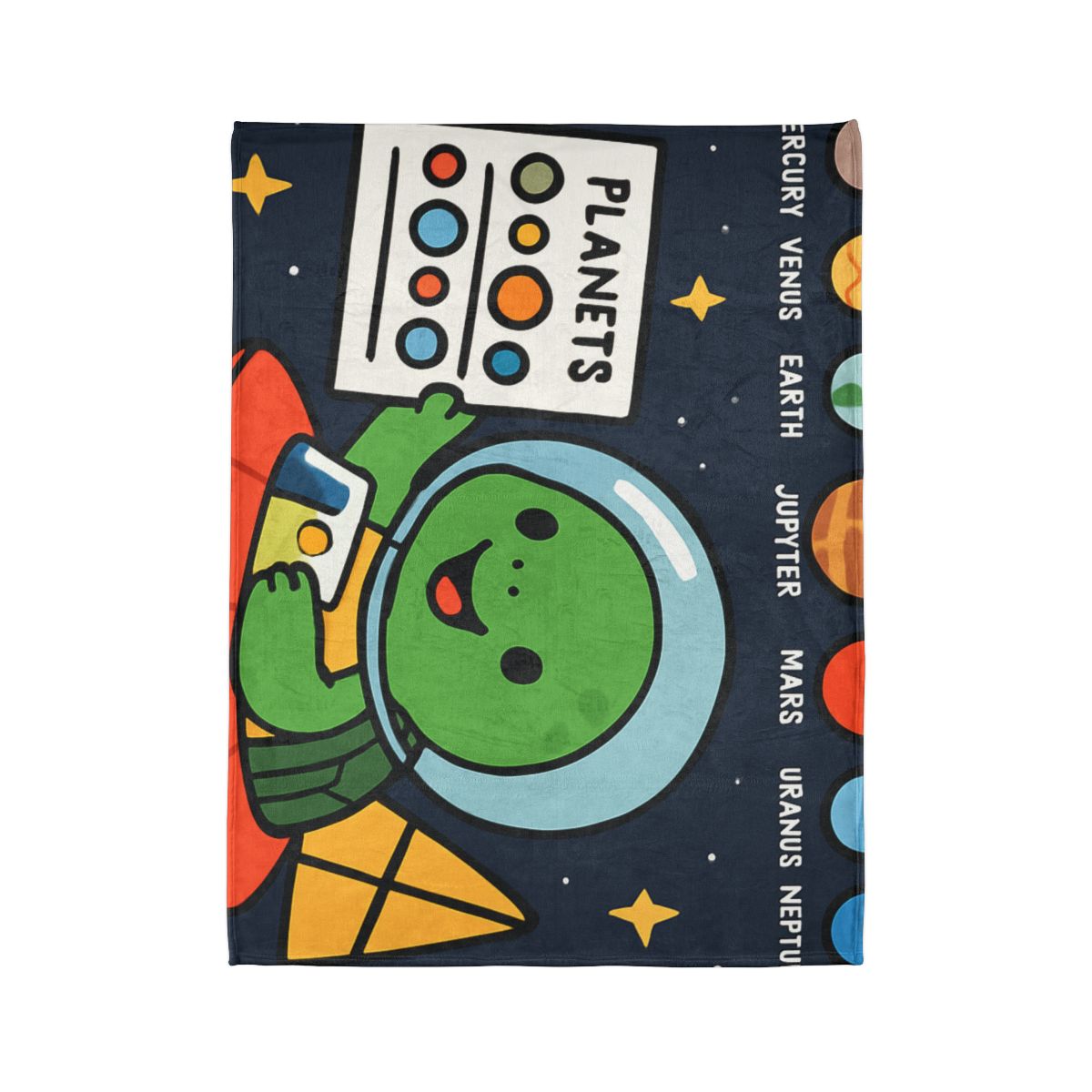 Solar Sail Turtle And The Planetary Parade personalized cozy blankets