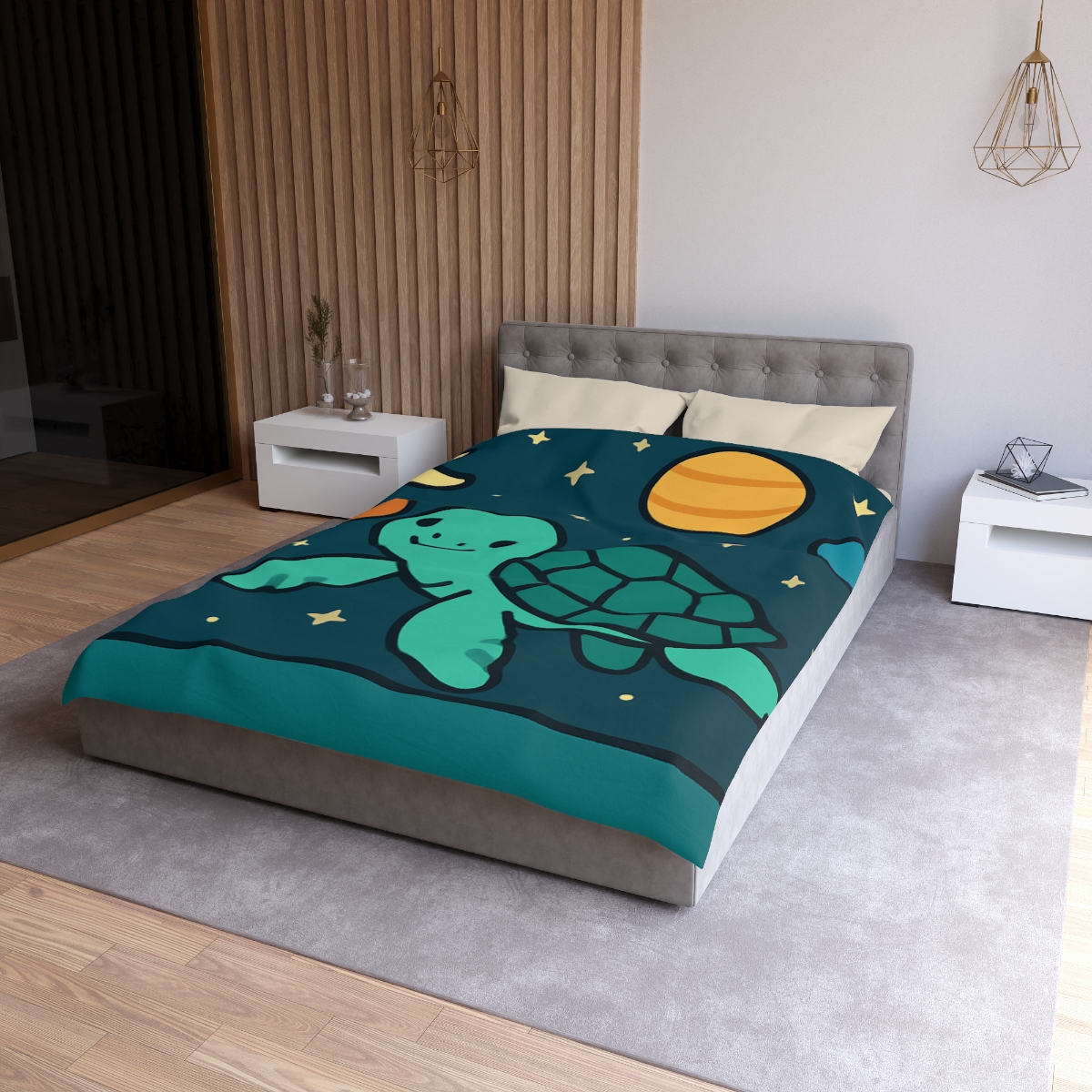 Starlit Space Turtle personalized bedding duvets