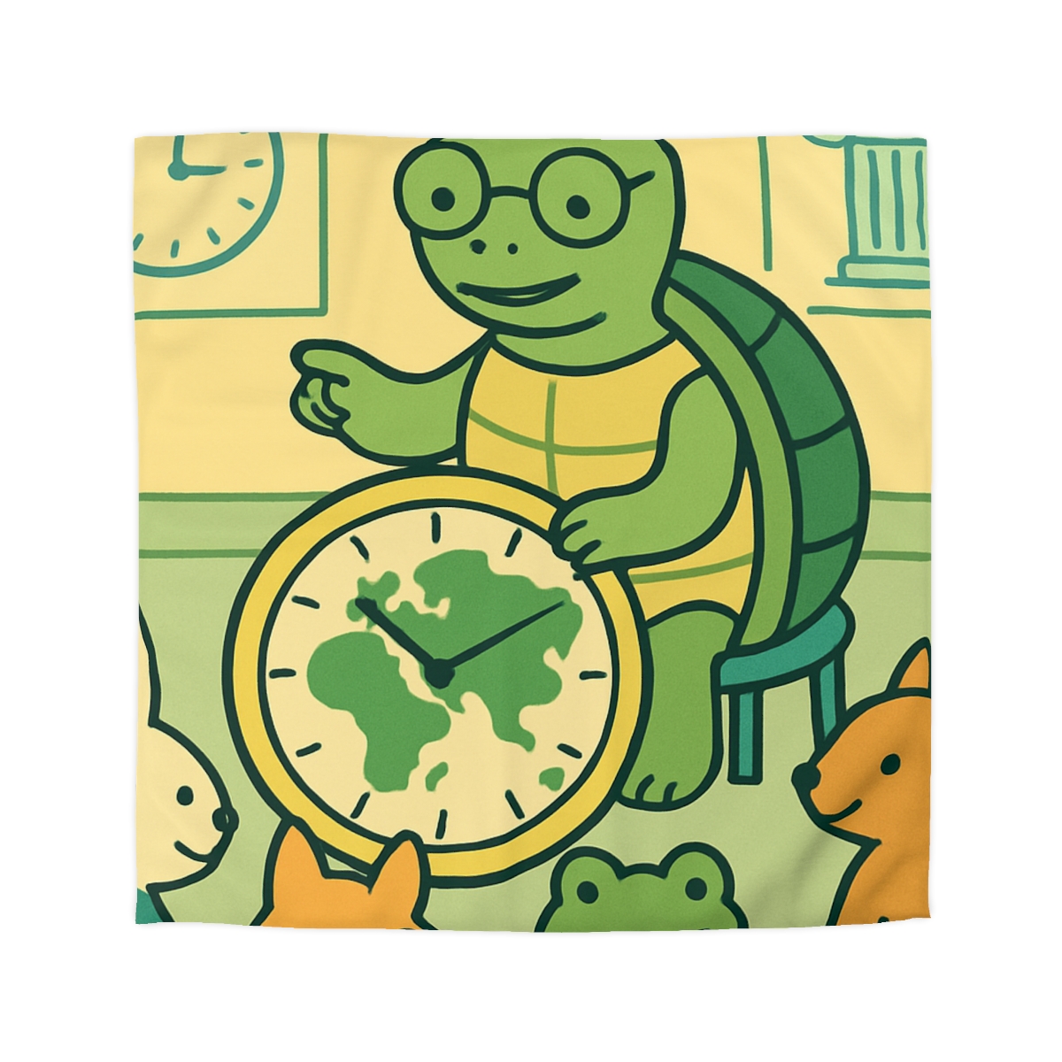 Time-Traveling Turtle School personalized bedding duvets