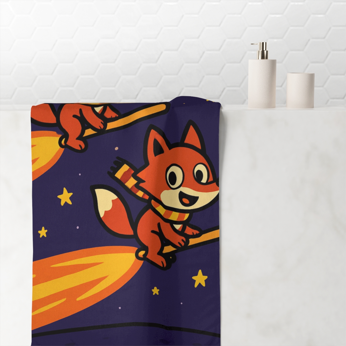 Comet Race With The Fox Twins decorative home towels