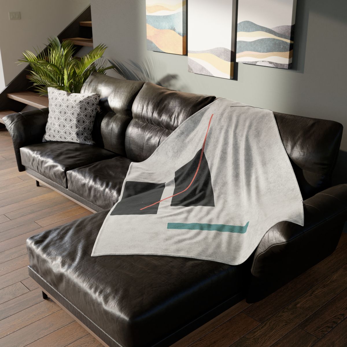 Stacked Rectangles With Crossing Arc custom blankets