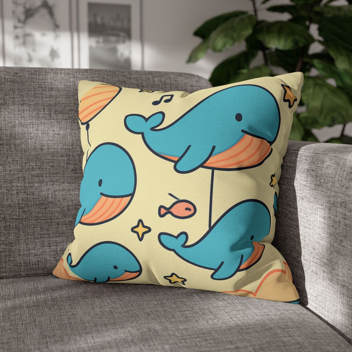 Cosmic Whale Parade personalized pillow covers