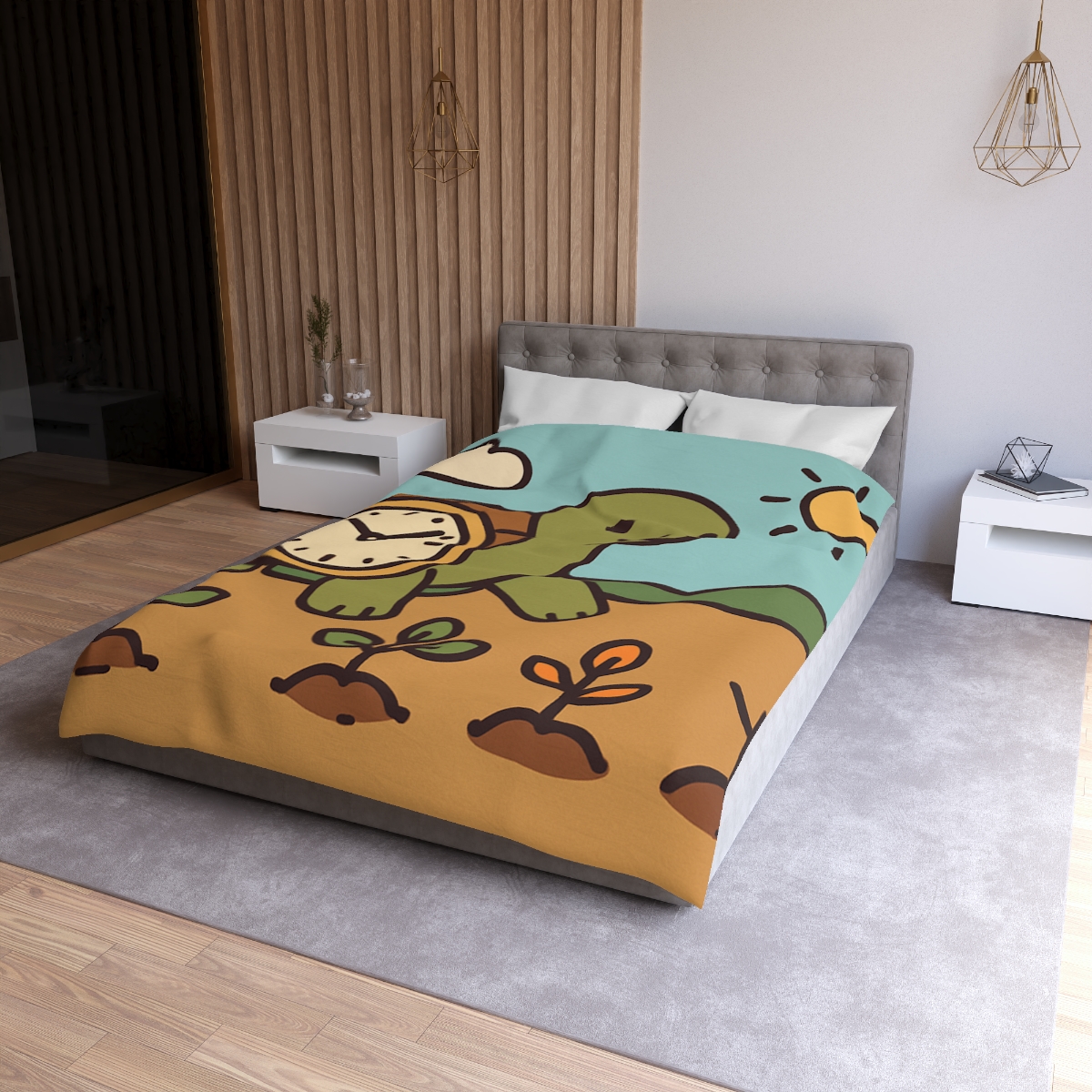 Time Travel Turtle Garden designer printed duvets