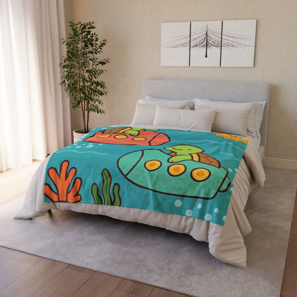 Rainbow Reef Rocket Race designer printed blankets