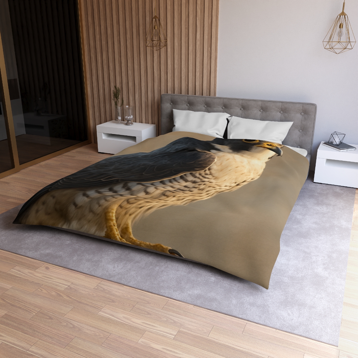 Silver Dusk Peregrine Falcon unique patterned duvets