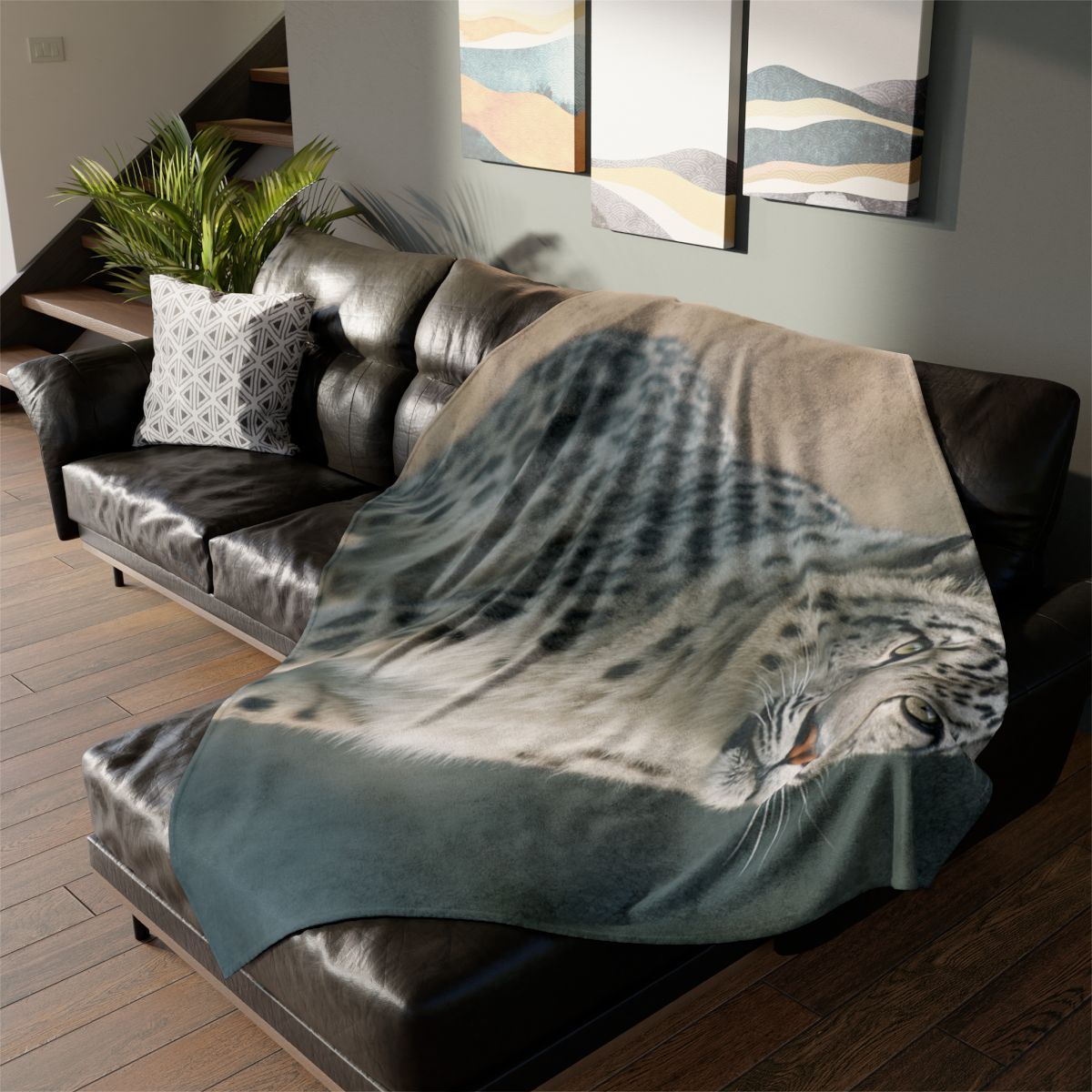 Mist Veil Snow Leopard trendy patterned blankets