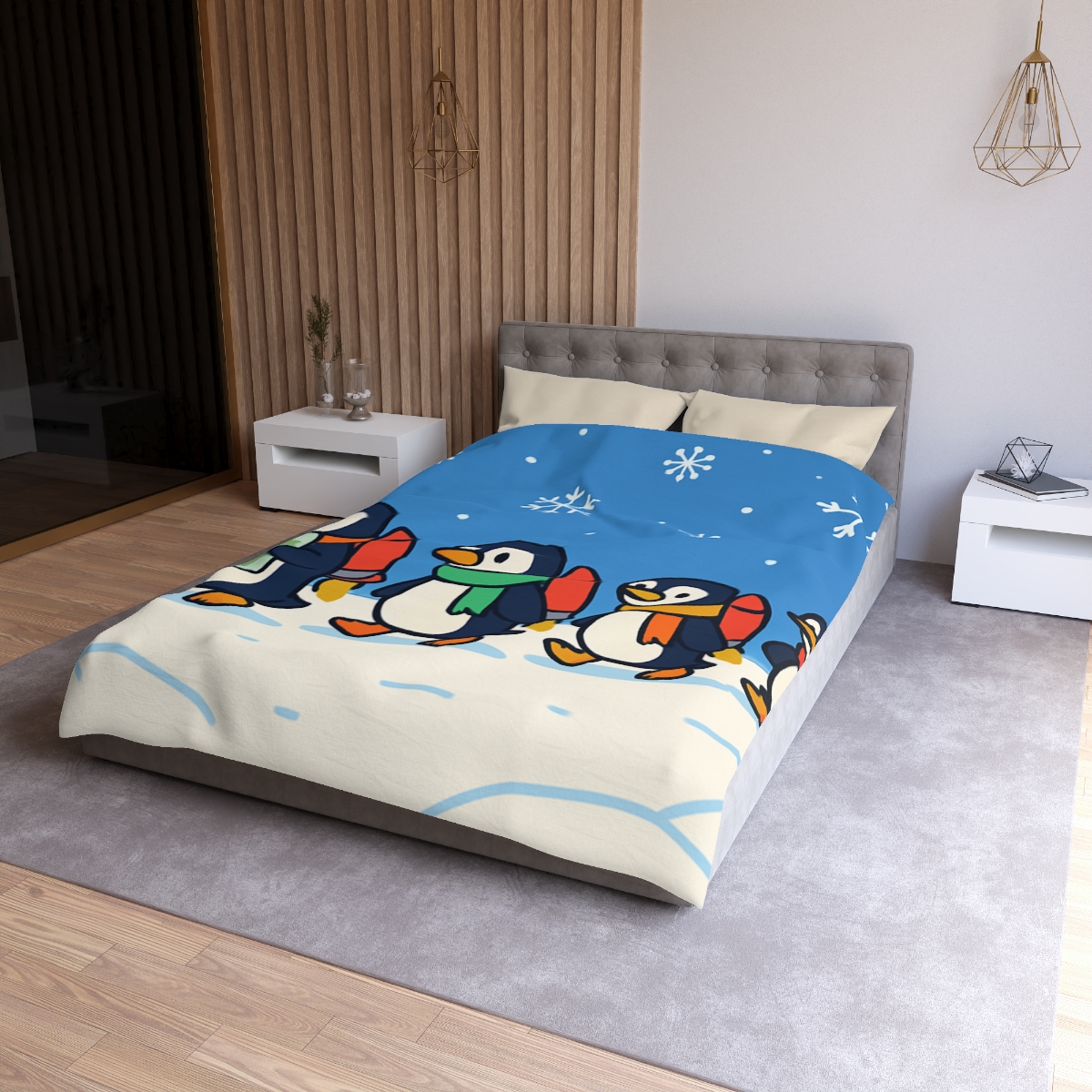 Rocket Penguin Parade trendy bedroom duvets