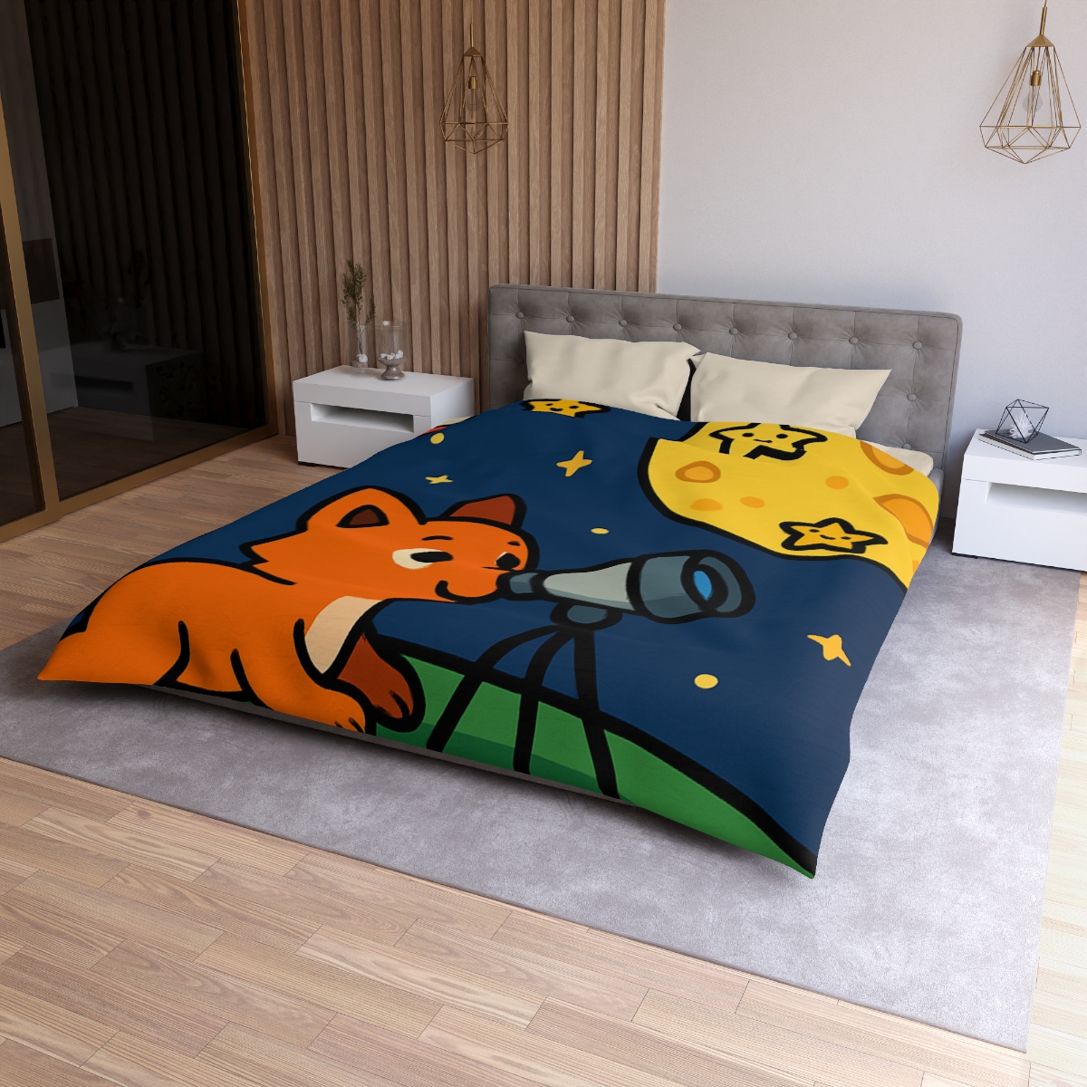 Stargazer Fox In The Moon Meadow warm winter duvets