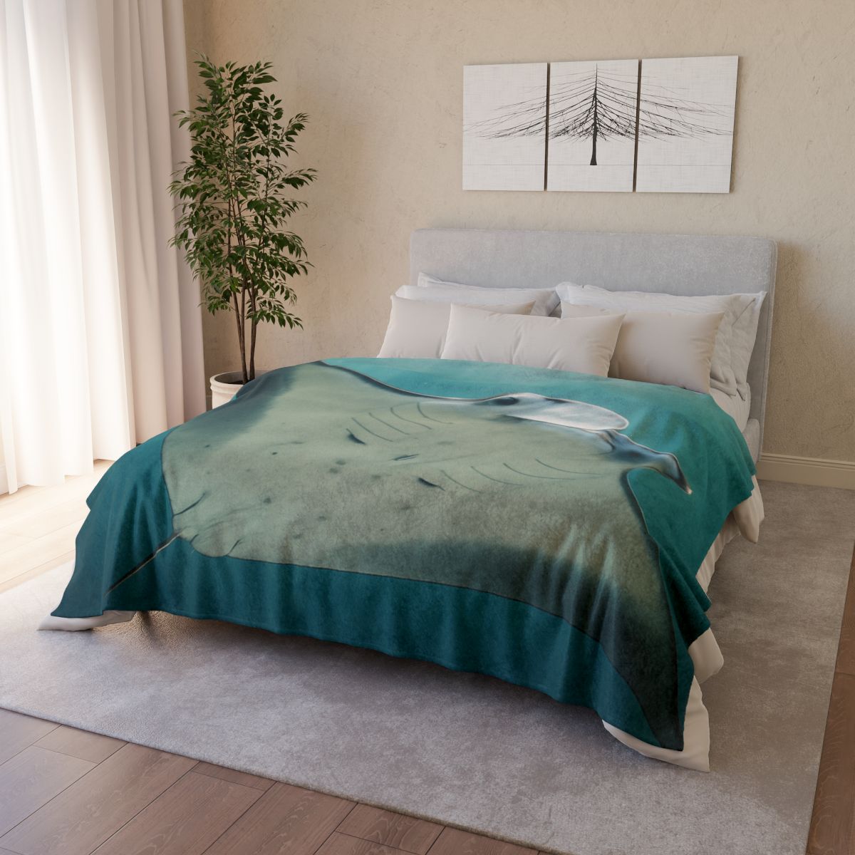 Celestial Glide Reef Manta Ray soft fleece blankets