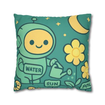 Robot Gardener And The Moonflower Patch soft cotton pillow cases