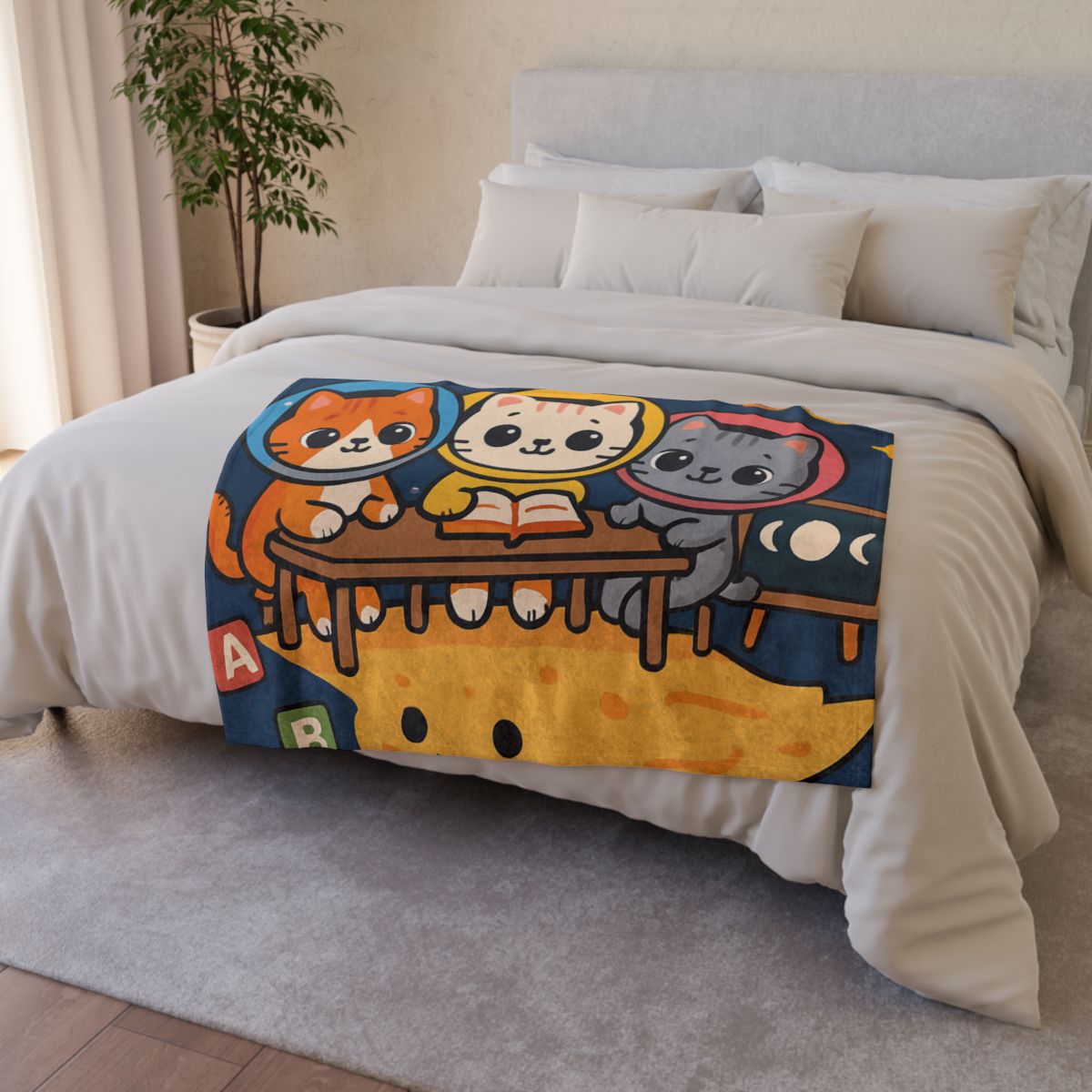 Comet Classroom With Curious Kittens unique gift blanketscustom blankets