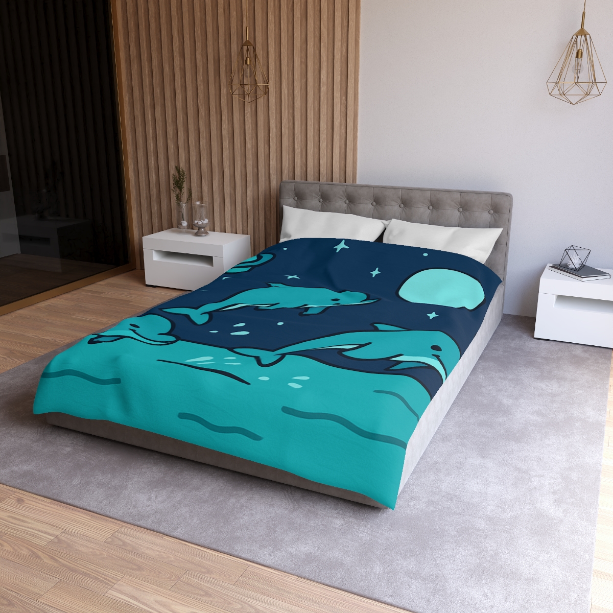 Starlight Sea And The Cosmic Dolphins personalized bedding duvets