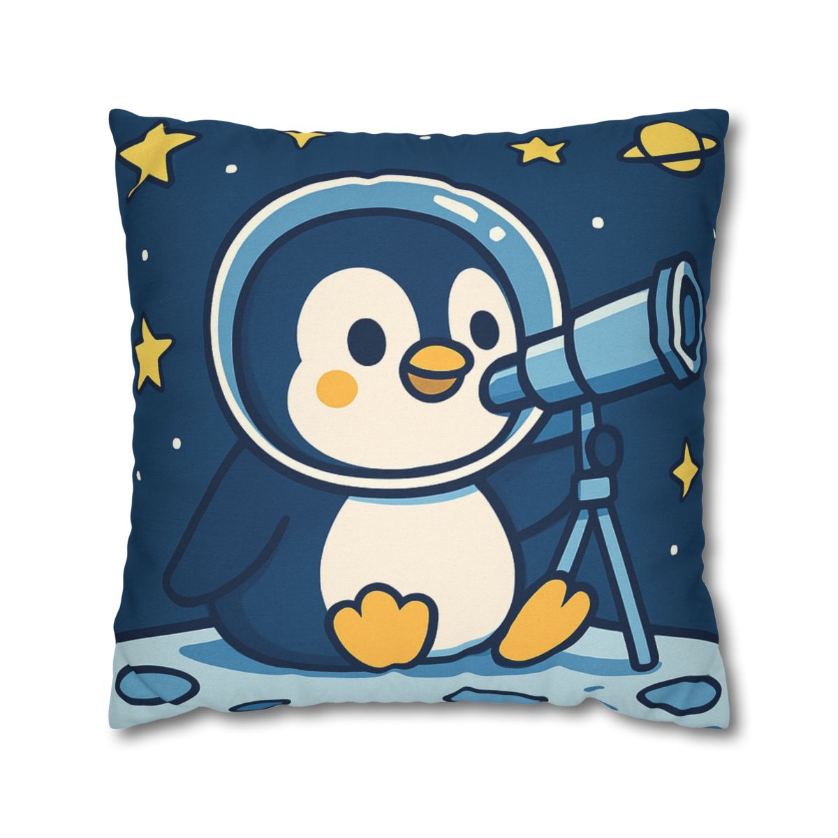 Stargazing Penguin On The Moon comfortable bedding pillow covers