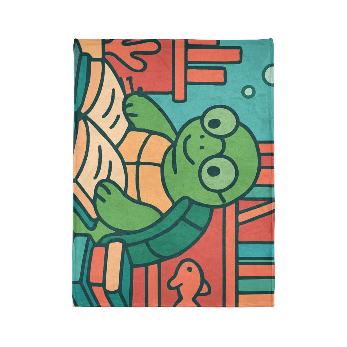 Underwater Library With Bookish Turtle designer printed blankets
