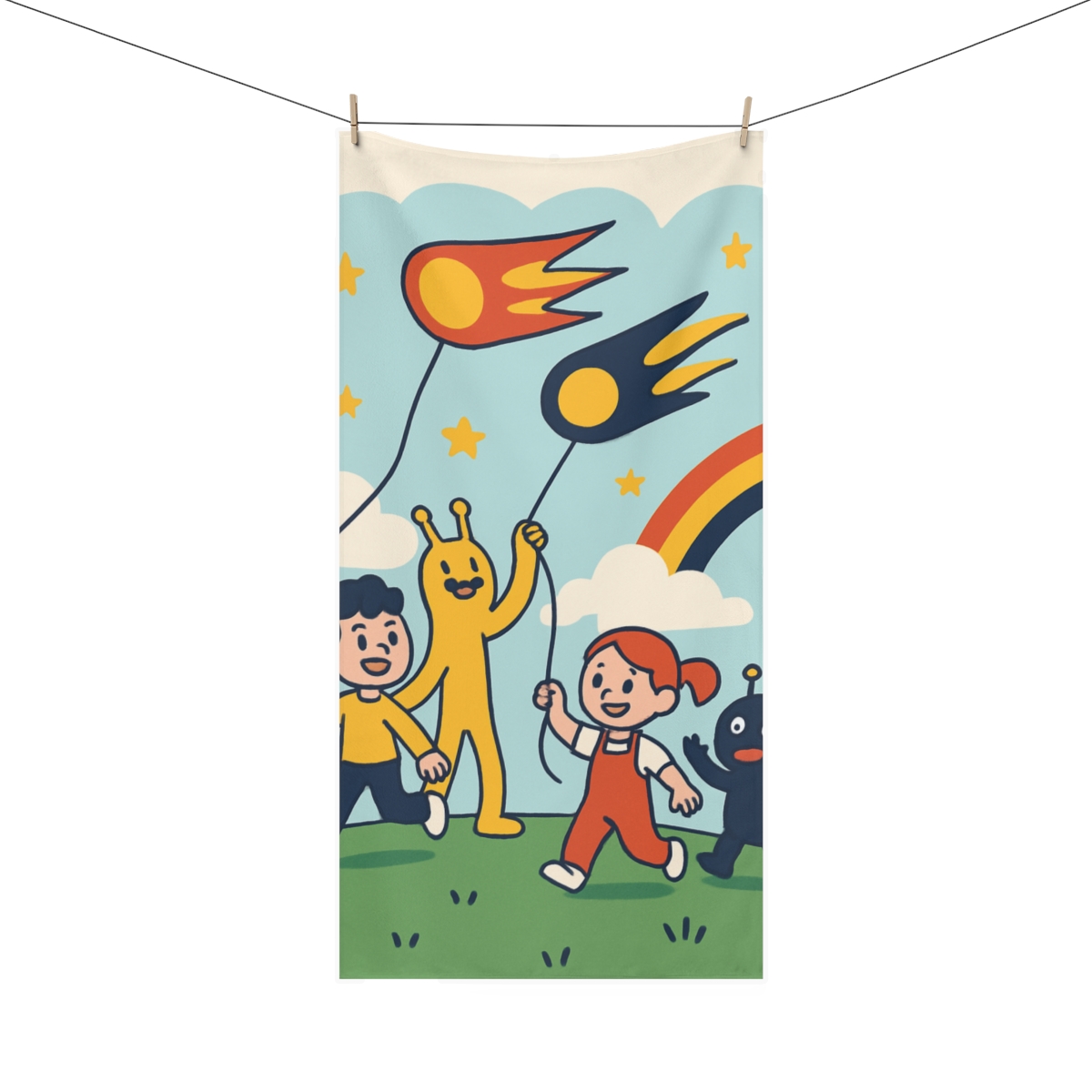 Cosmic Kite Race designer printed towels
