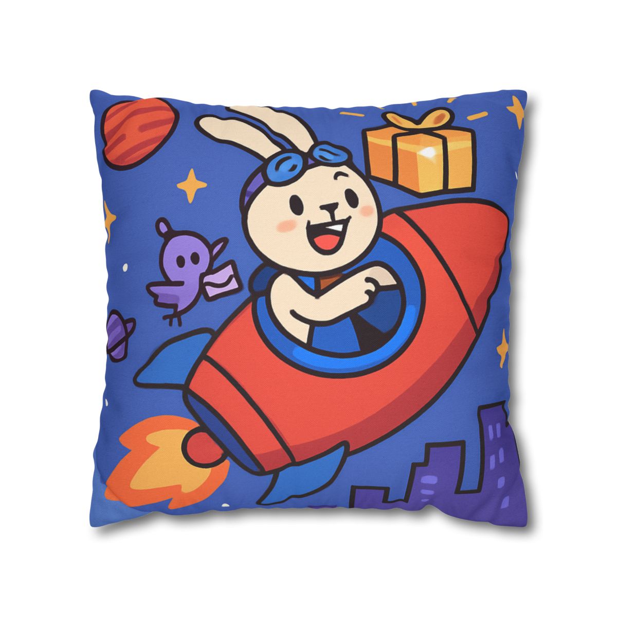 Rocket Rabbit Space Delivery soft cotton pillow cases
