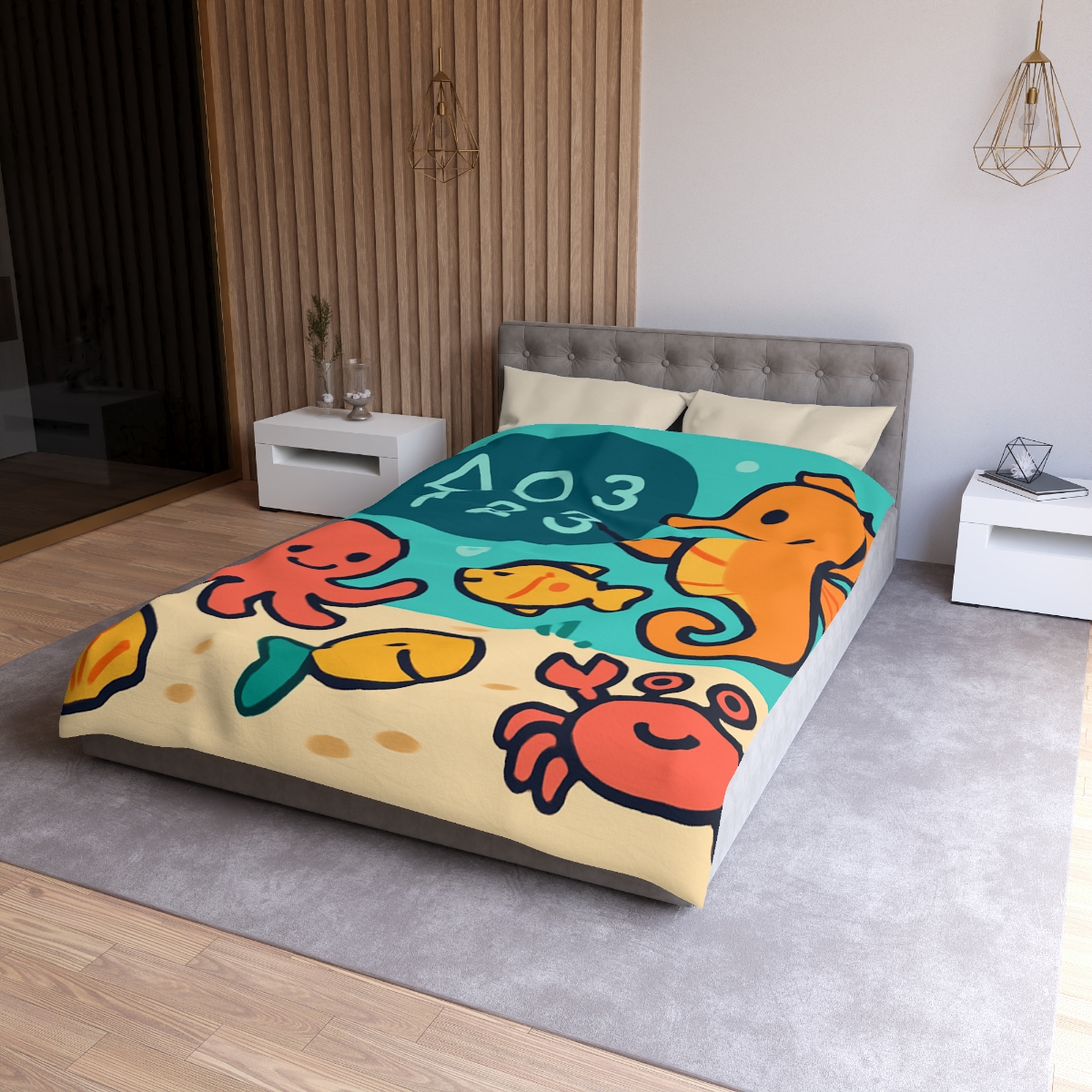 Coral Classroom With The Seahorse Teacher unique patterned duvets