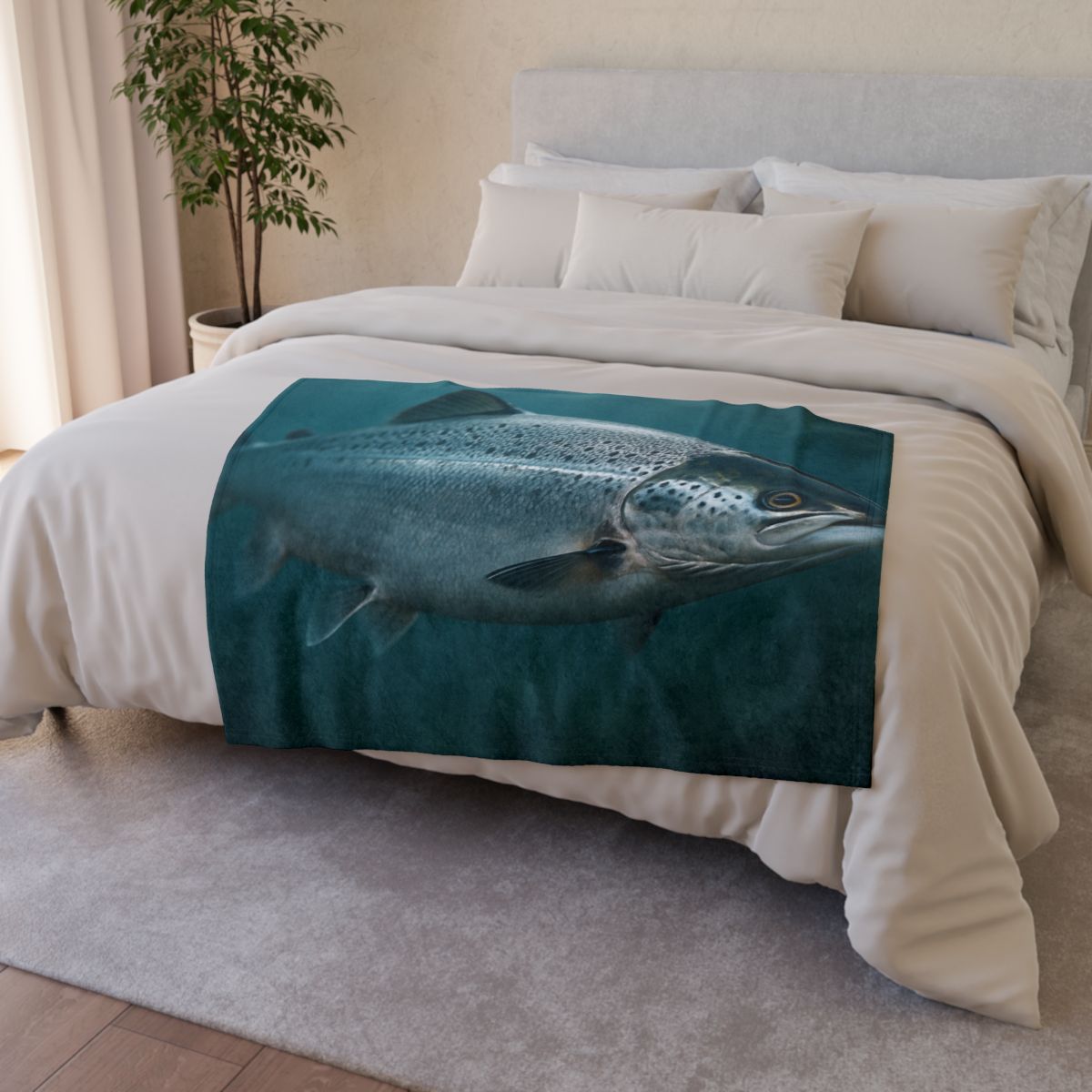 Silver Run Atlantic Salmon personalized cozy blankets