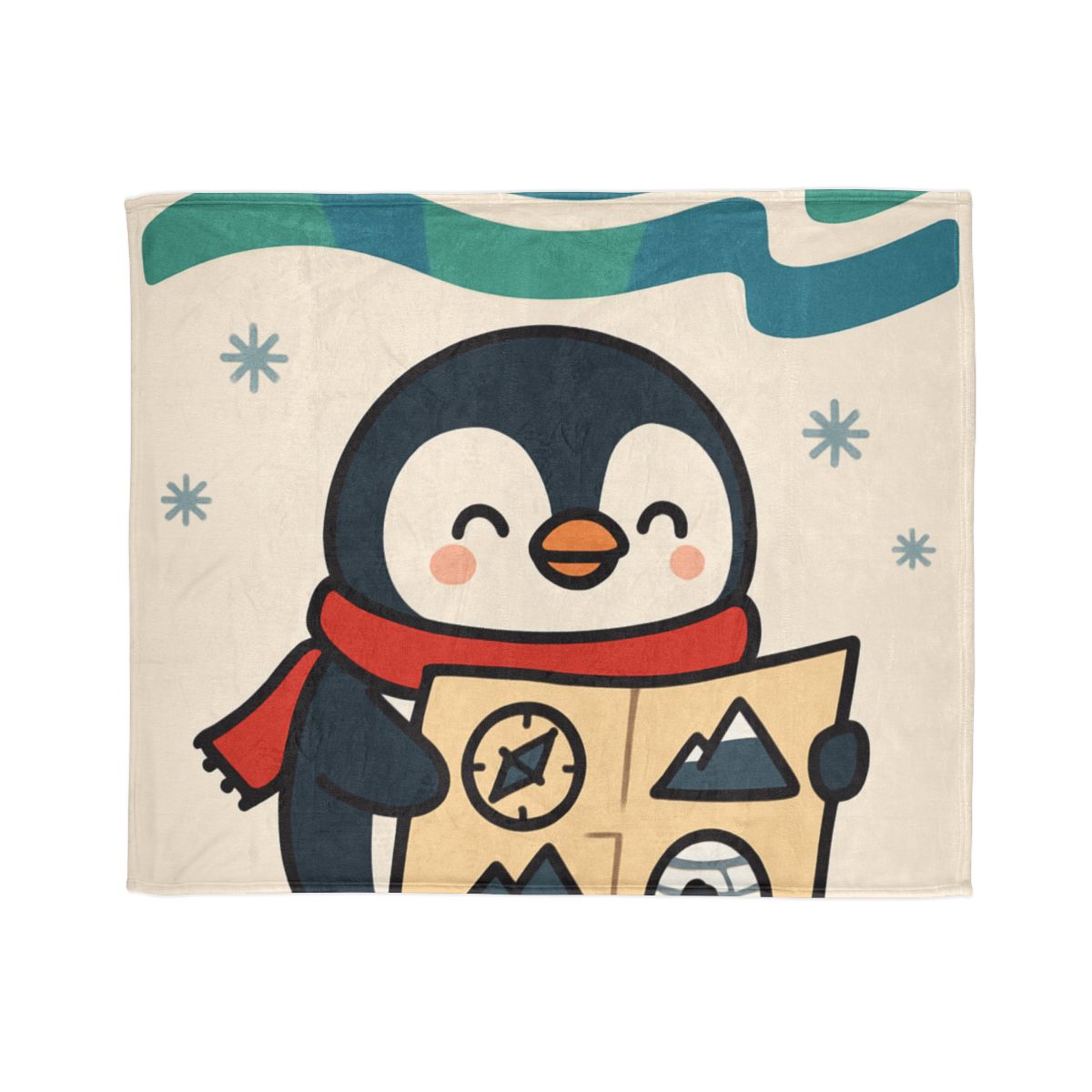 Polar Lights Penguin Map Quest stylish throw blankets