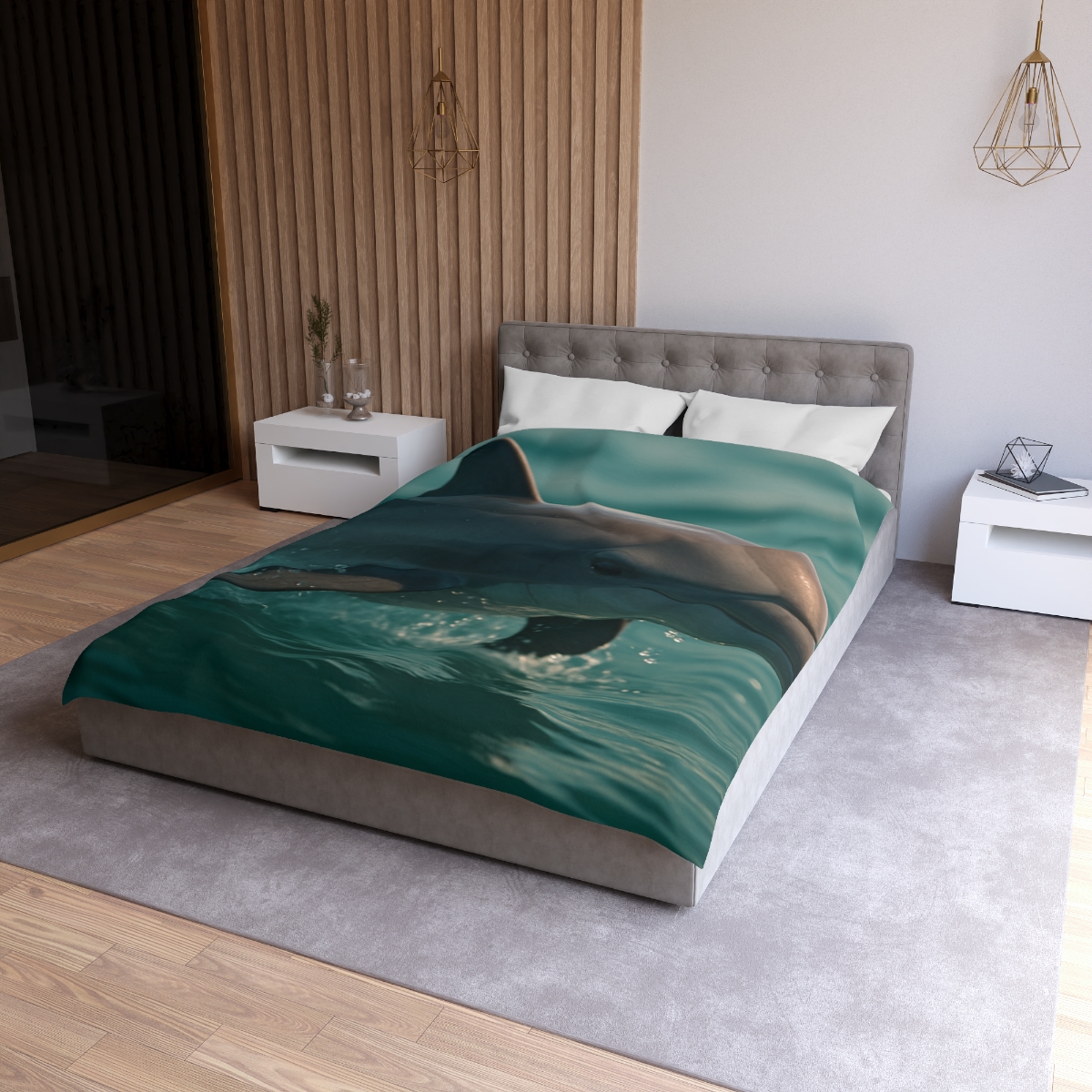 Silver Glide Bottlenose Dolphin personalized bedding duvets