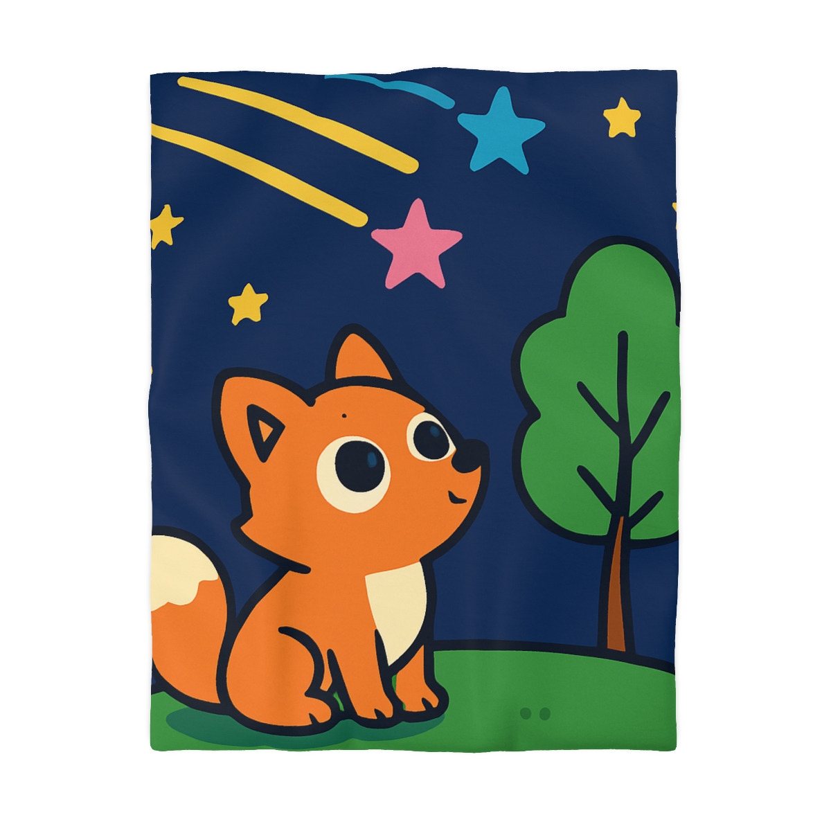 Cosmic Forest Fox And The Shooting Stars soft comforter duvets