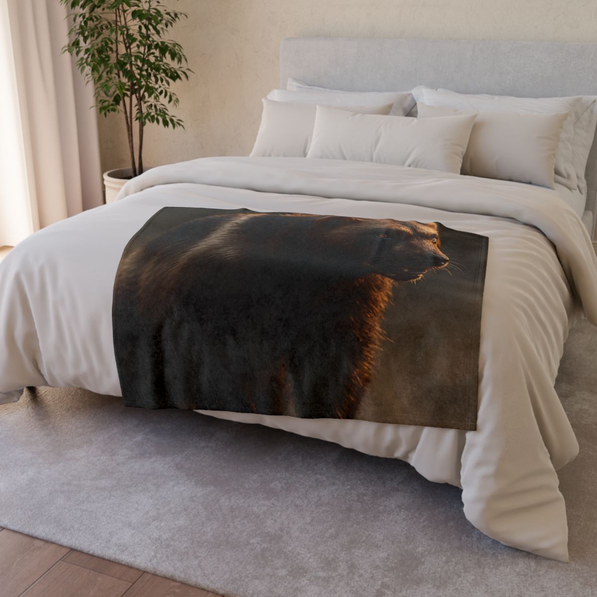 Ember Dusk Wolverine soft fleece blankets