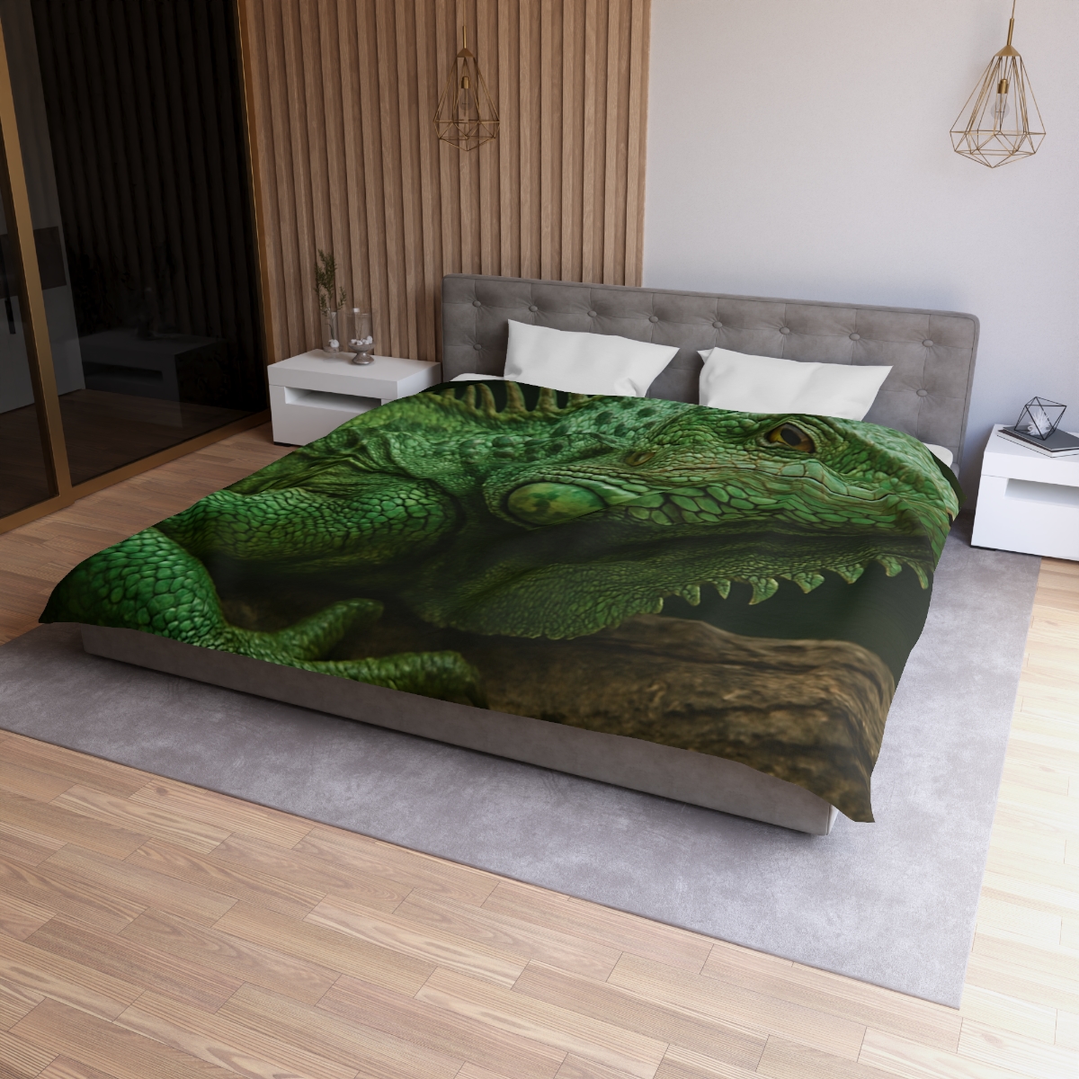 Verdant Gaze Green Iguana personalized bedding duvets