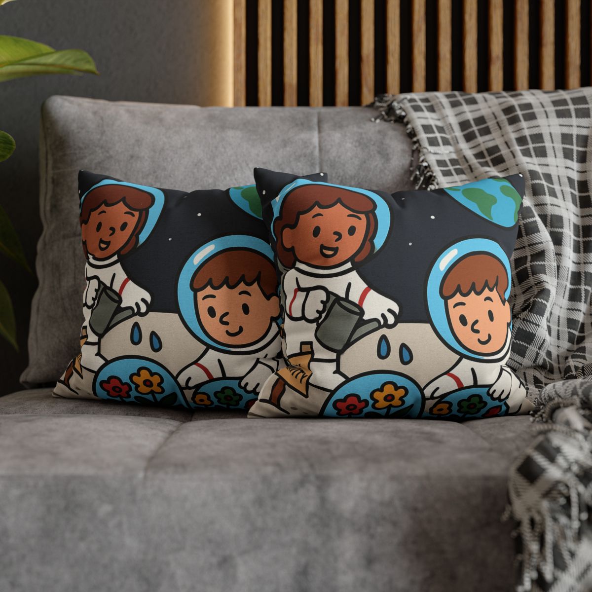 Gravity Garden On The Moon soft cotton pillow cases