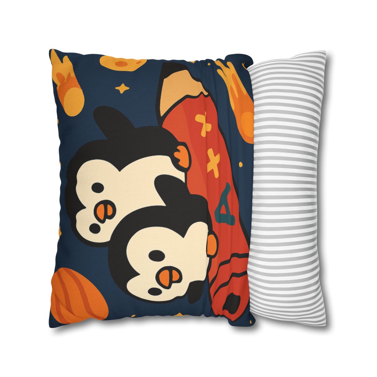 Rocket Riding Penguin Explorers trendy patterned pillow cases