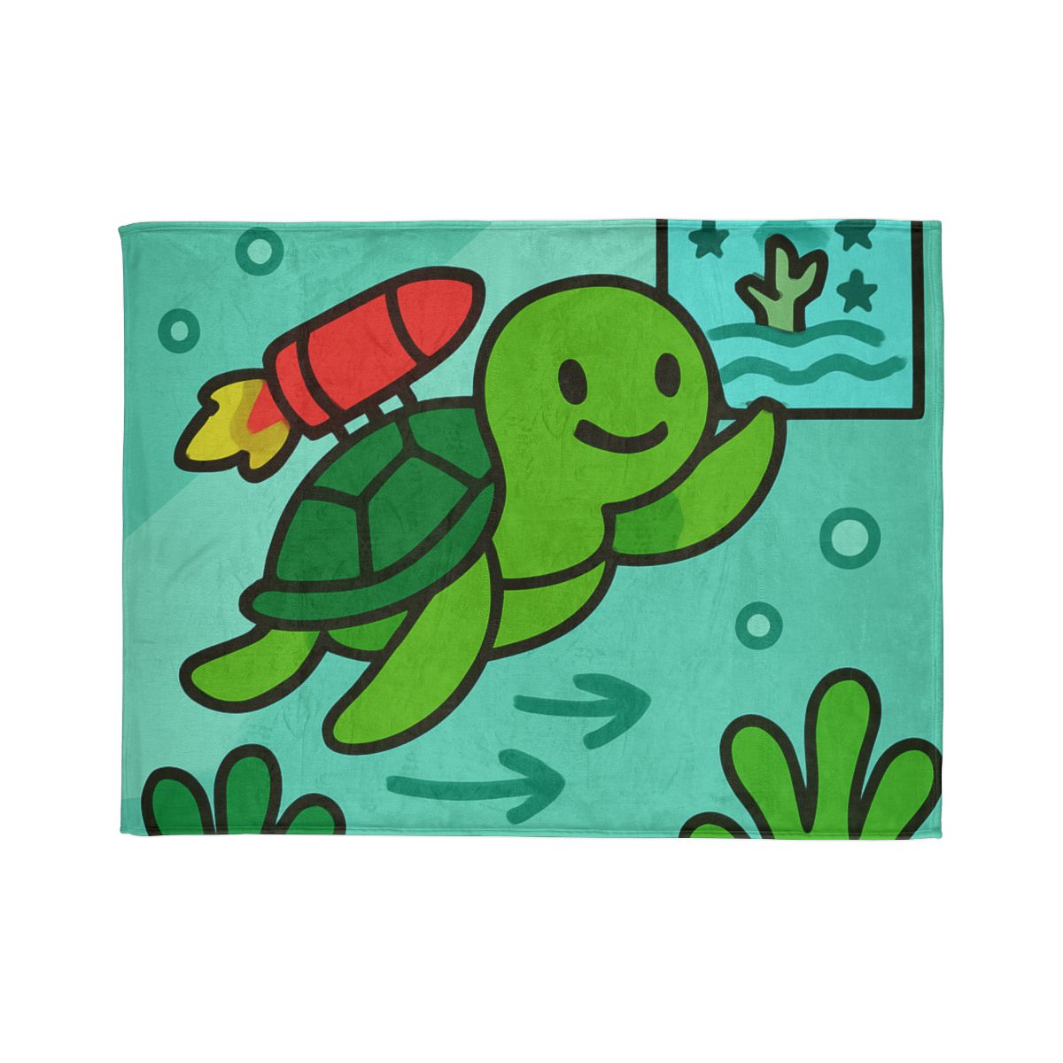 Underwater Rocket Turtle soft fleece blankets