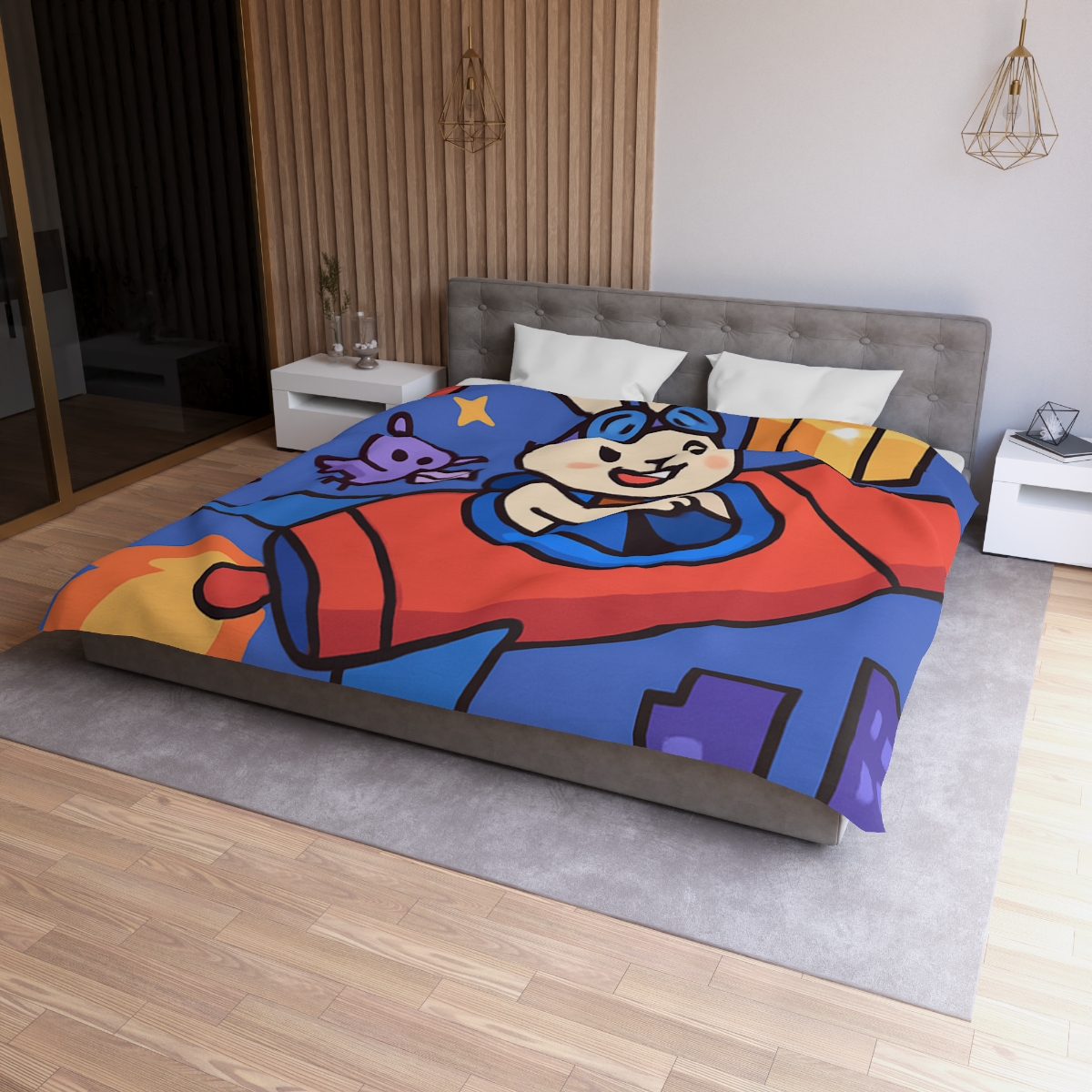 Rocket Rabbit Space Delivery custom duvets