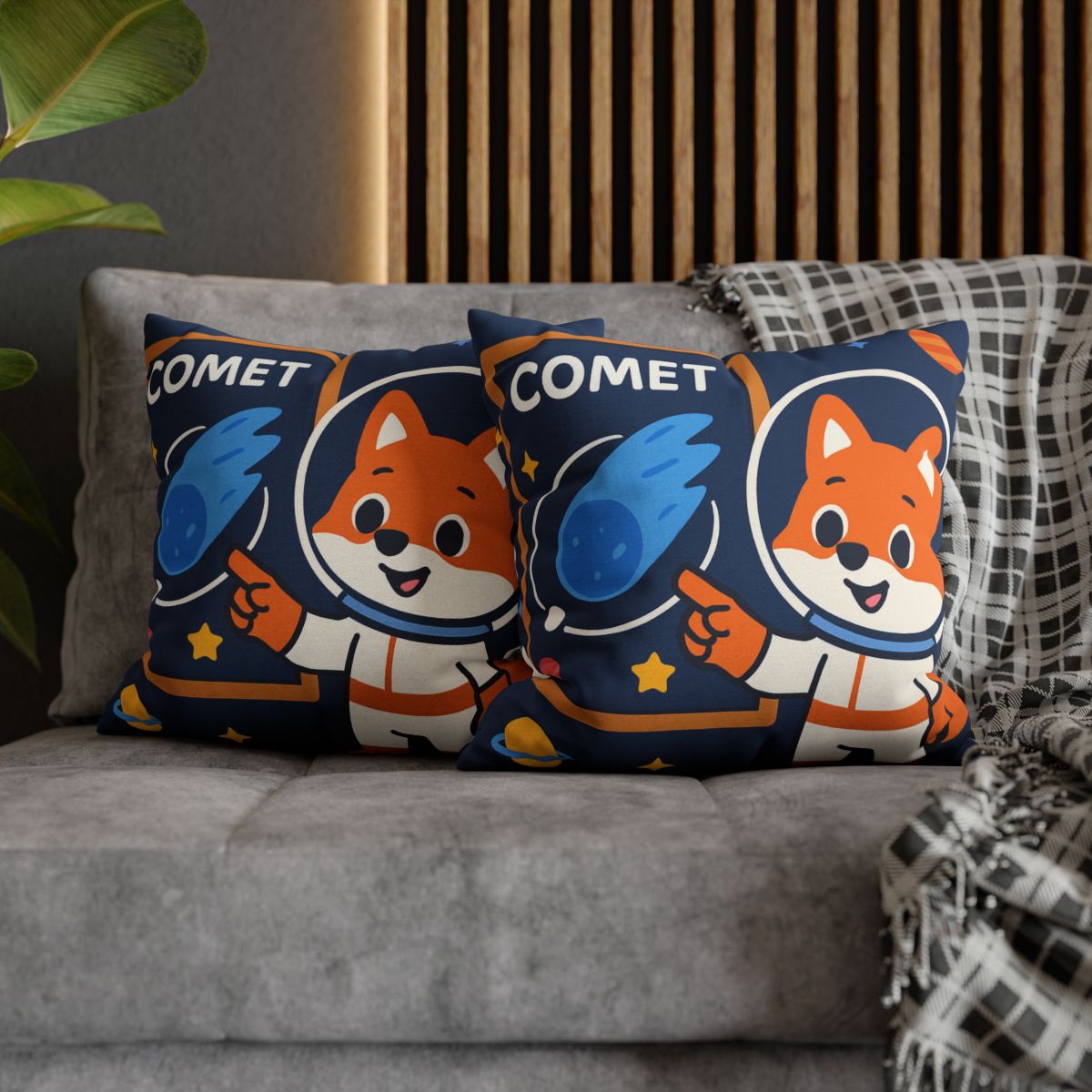 Comet Classroom With Curious Space Fox soft cotton pillow cases