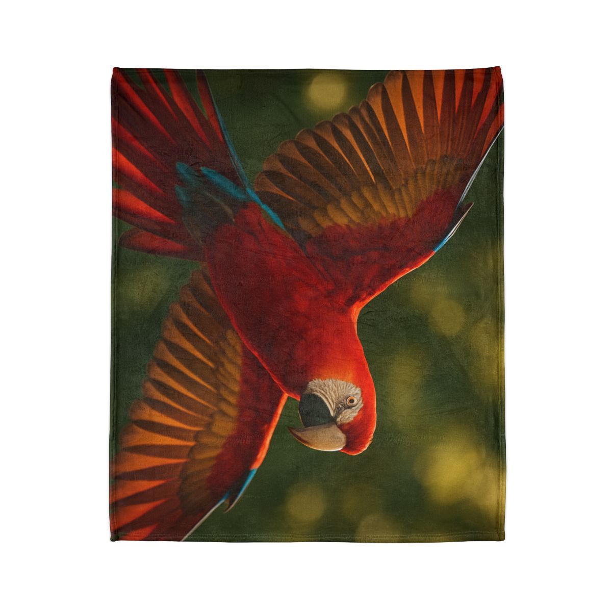 Scarlet Macaw Ember Flight soft fleece blankets