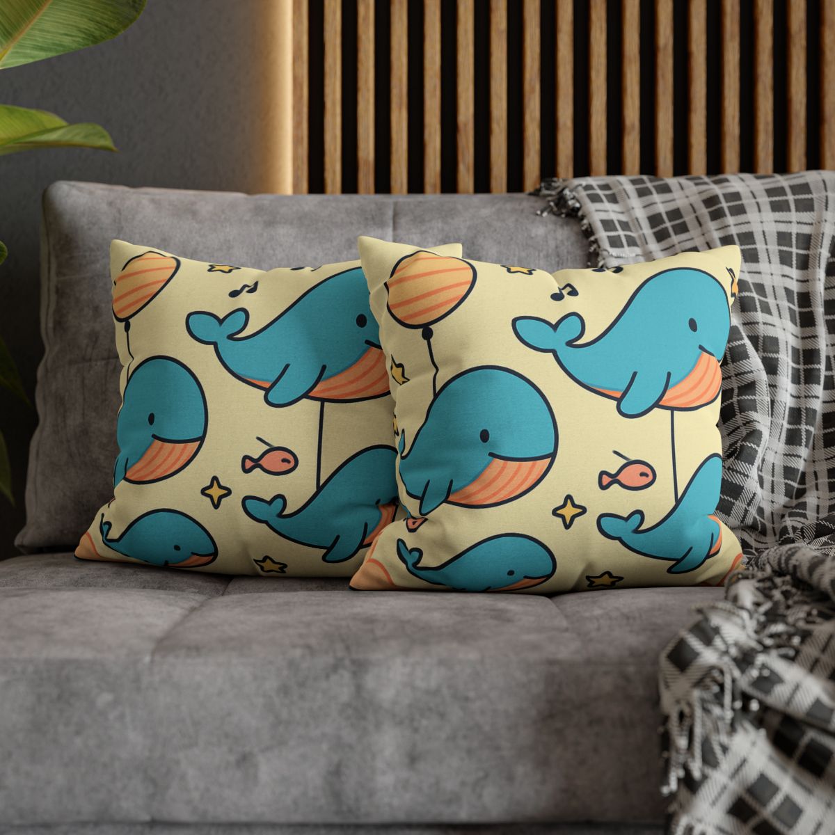 Cosmic Whale Parade personalized pillow covers