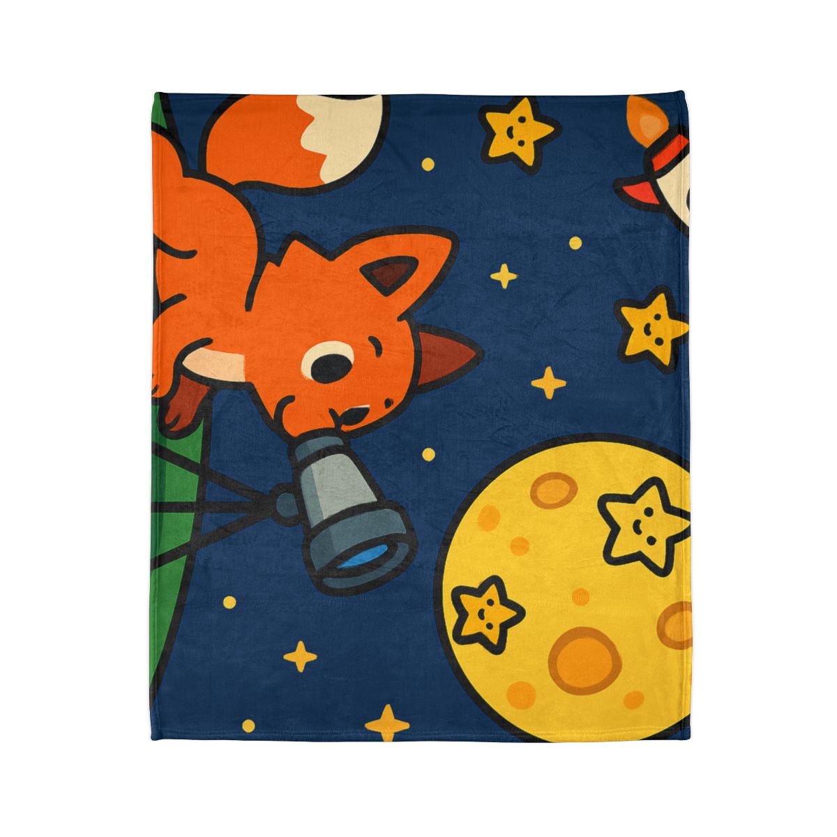 Stargazer Fox In The Moon Meadow personalized cozy blankets