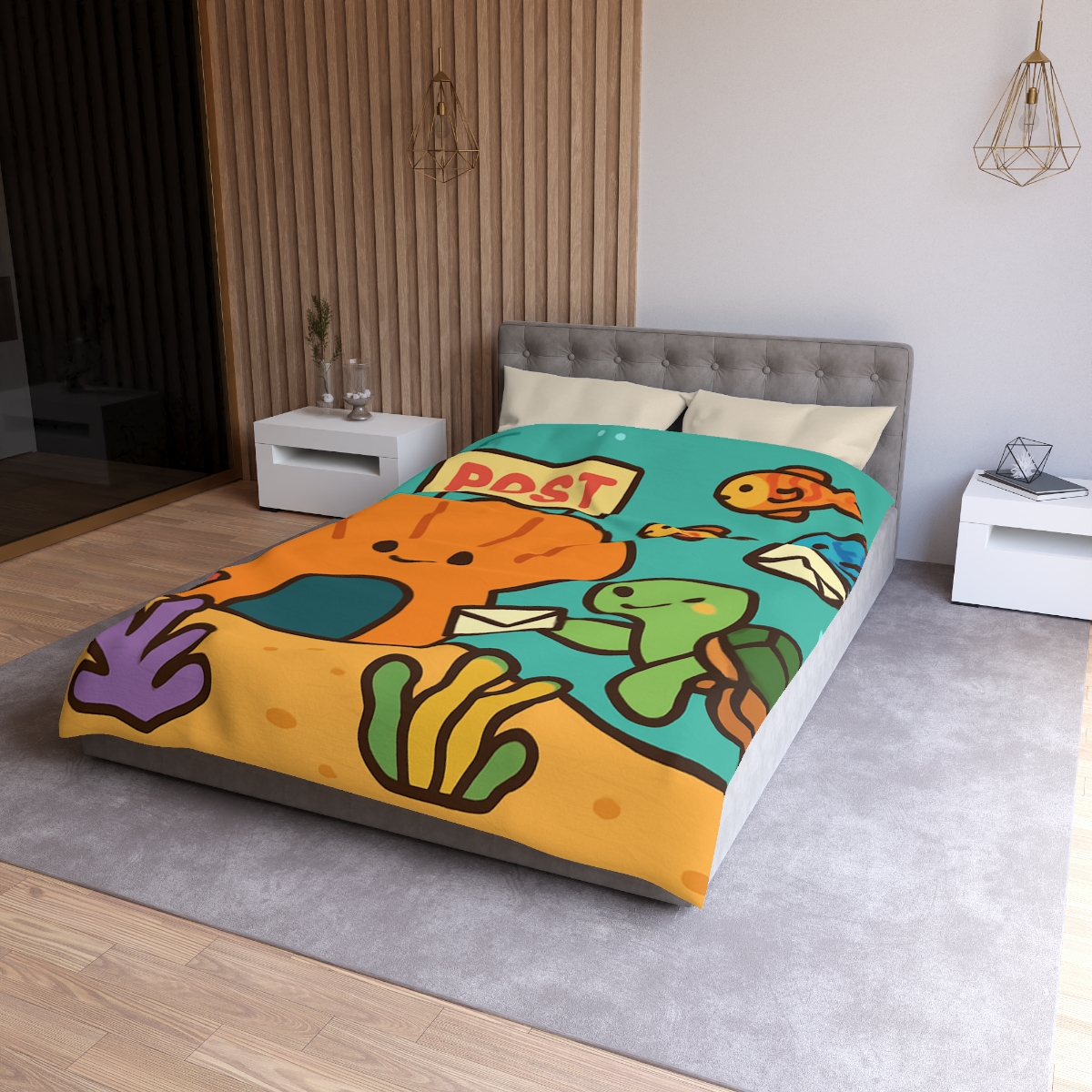 Coral Reef Post Office With Turtle Mail Carrier personalized bedding duvets
