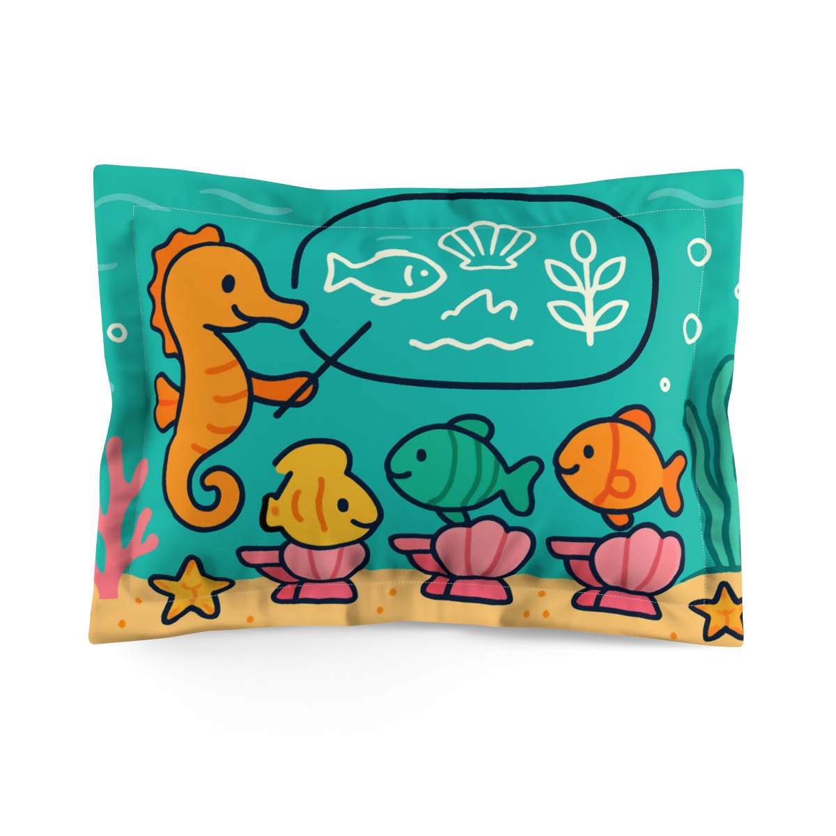Coral Classroom With The Seahorse Teacher personalized decorative pillows