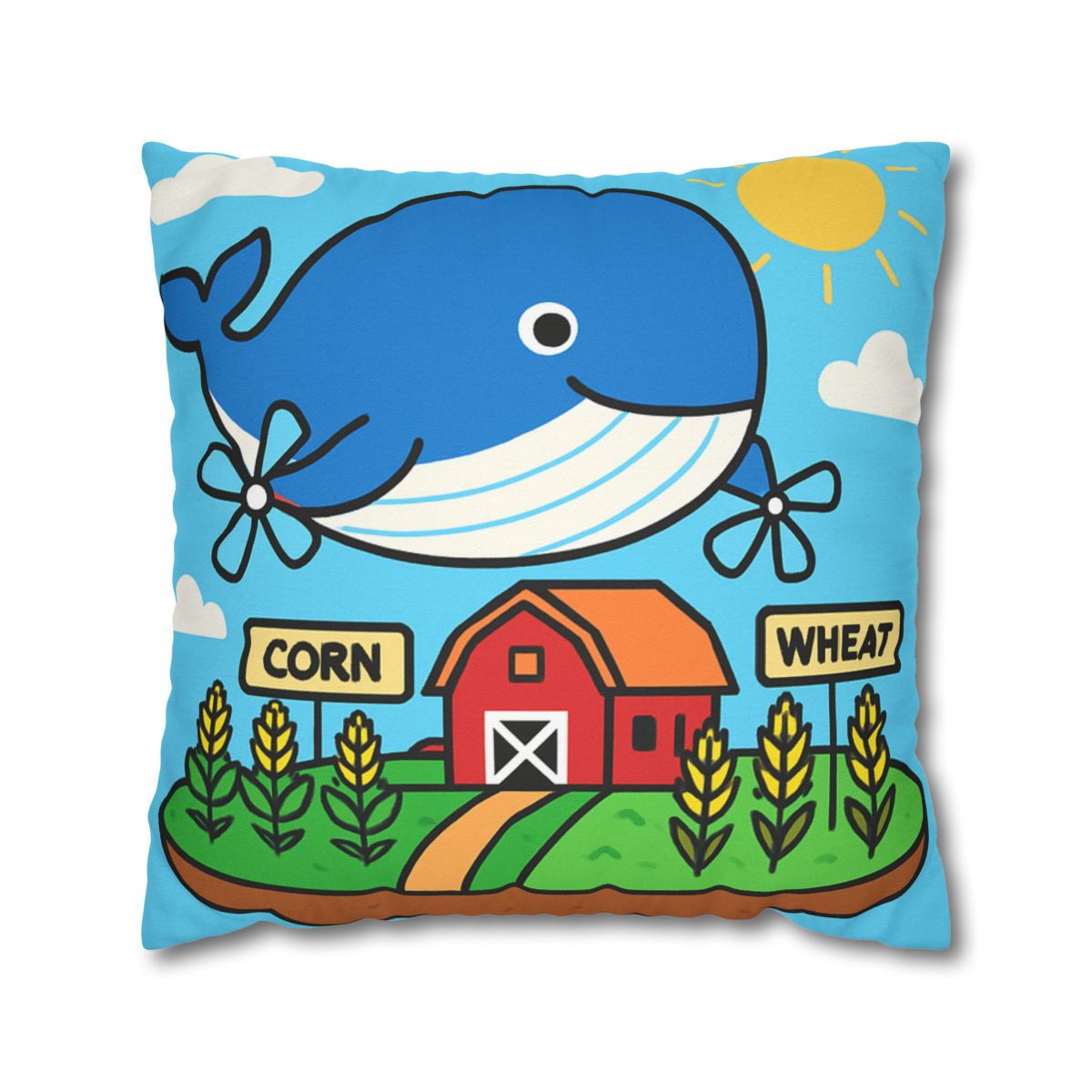 Windmill Whale Above The Floating Farm trendy patterned pillow cases