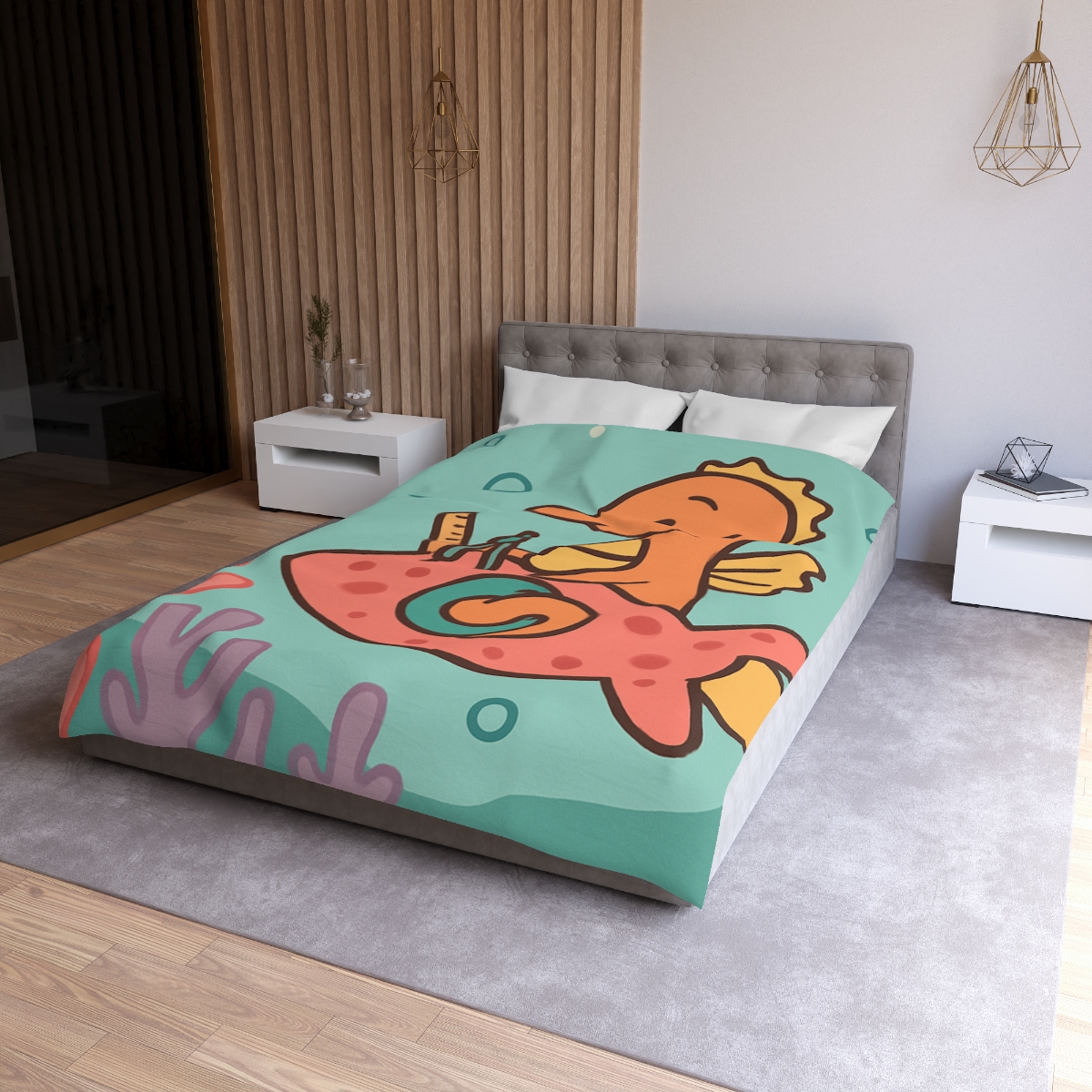 Coral Rocket Seahorse trendy bedroom duvets