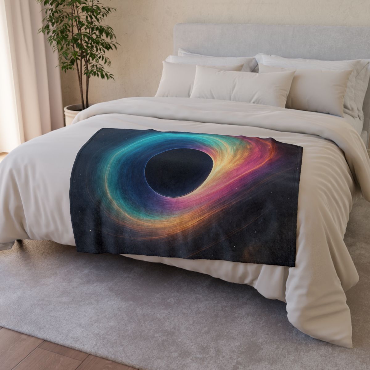 Prismatic Singularity Bloom soft fleece blankets