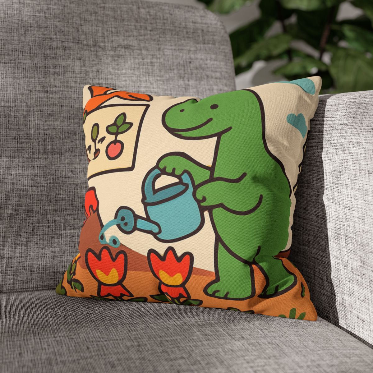 Volcano Garden Of Friendly Dinosaurs trendy patterned pillow cases