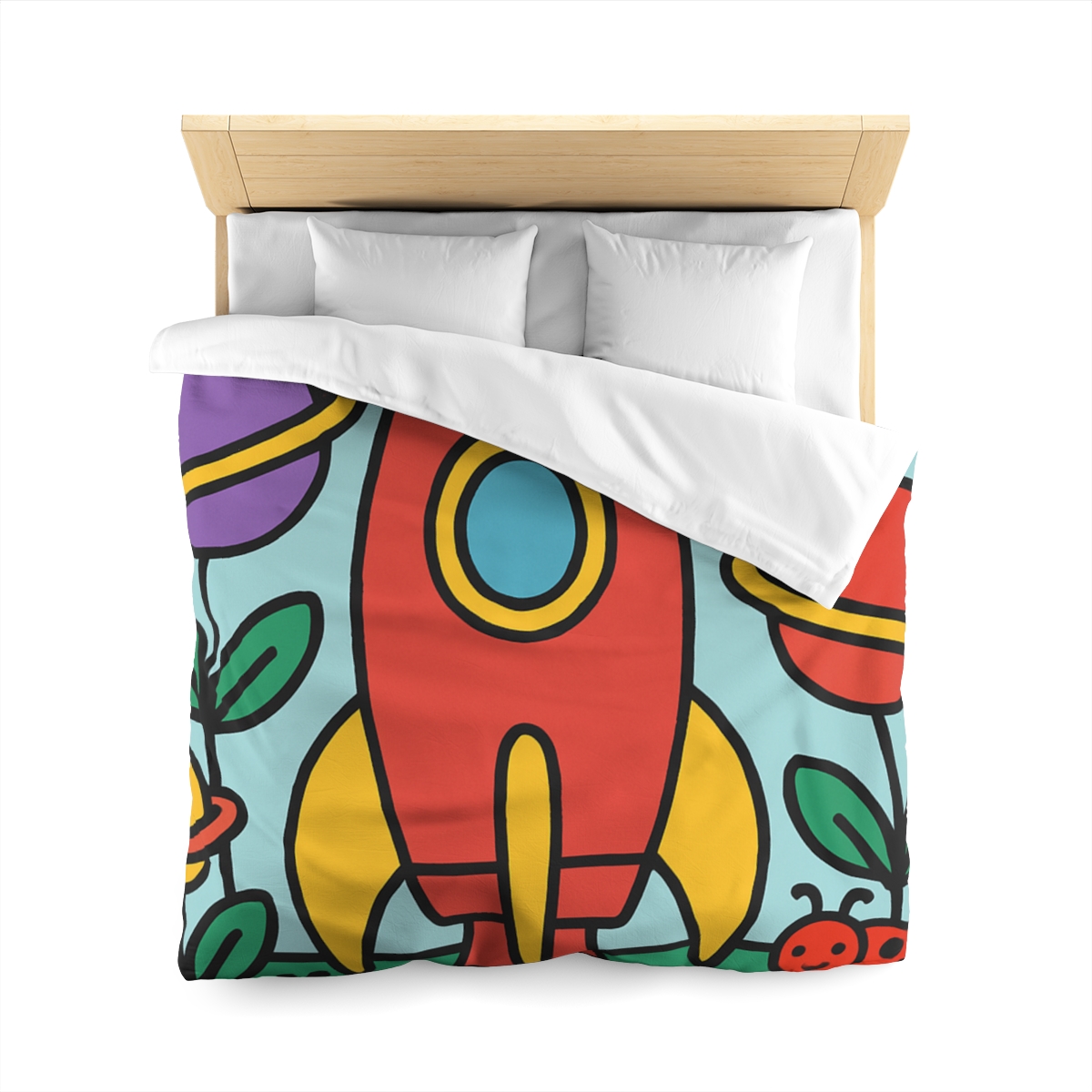 Rainbow Rocket Garden personalized bedding duvets